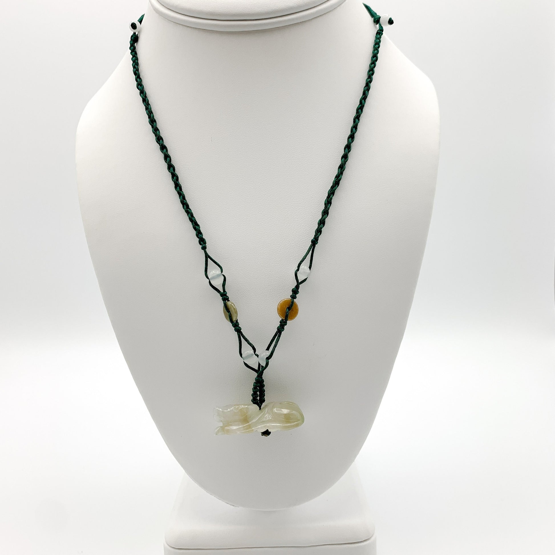 Jadeite Jade Ox Bull Cow Chinese Zodiac Carved Pendant Necklace, YW-0110-1646545411 - AriaDesignCollection