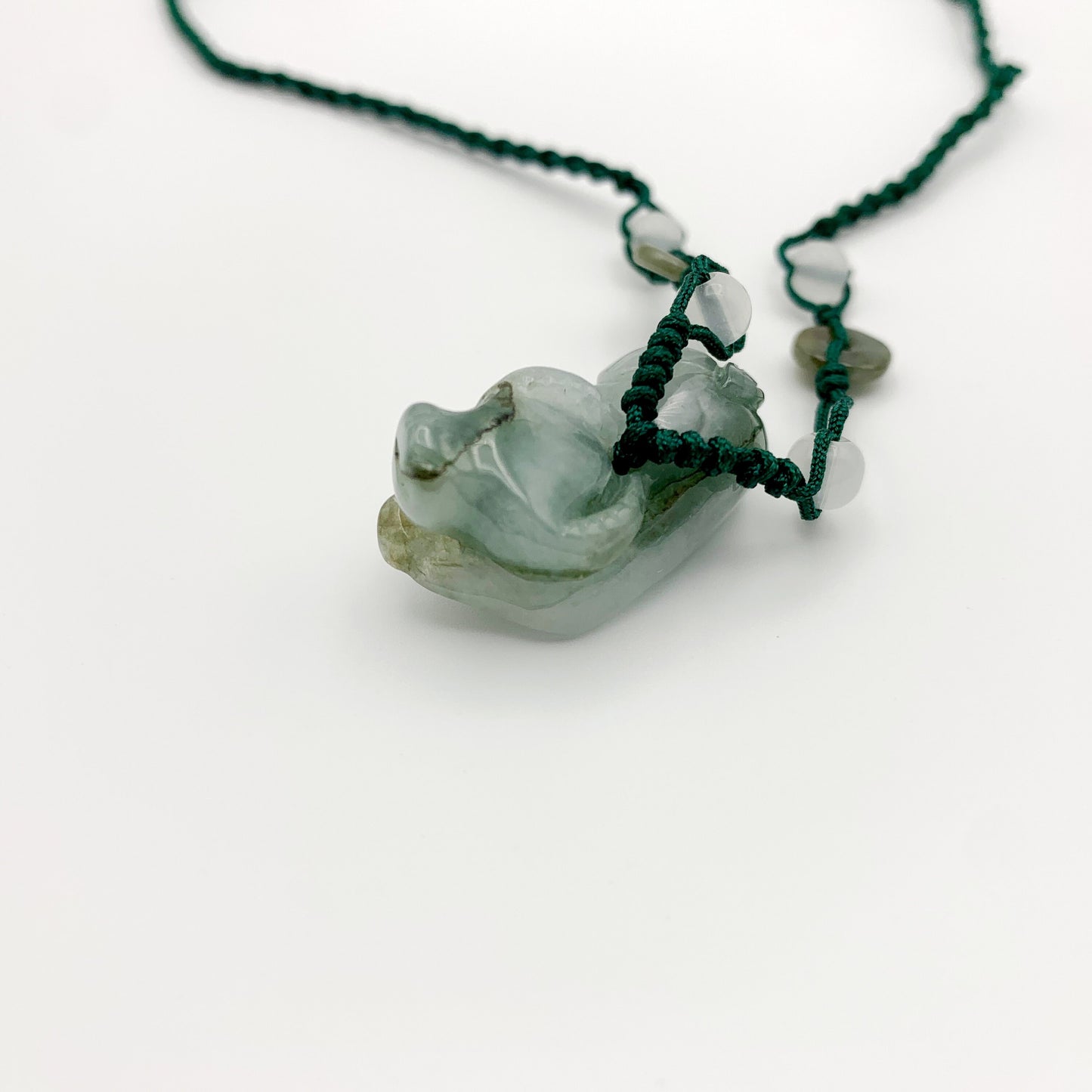 Jadeite Jade Ox Bull Cow Chinese Zodiac Carved Pendant Necklace, YW-0110-1646545381 - AriaDesignCollection