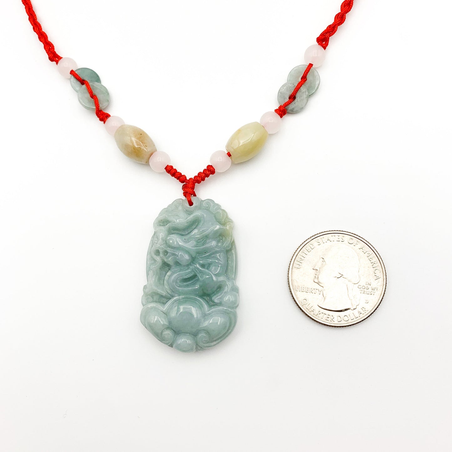 Red Jadeite Jade Dragon Chinese Zodiac Carved Pendant Necklace, YW-0110-1646195123 - AriaDesignCollection