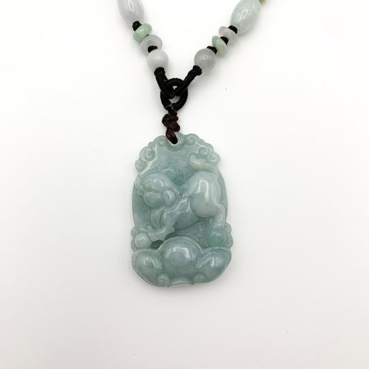 Jadeite Jade Pig Boar Chinese Zodiac Carved Pendant Necklace, YW-0110-164619482 - AriaDesignCollection