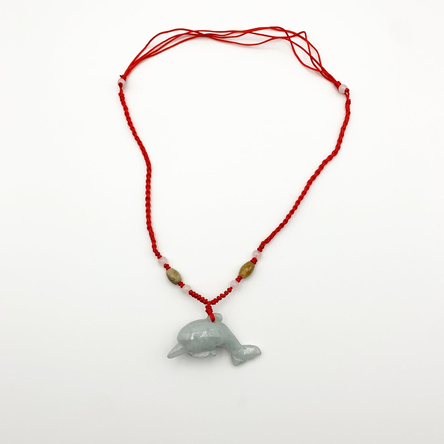 Jadeite Jade Dolphin Chinese Zodiac Carved Red Necklace, YW-0110-1646463131 - AriaDesignCollection