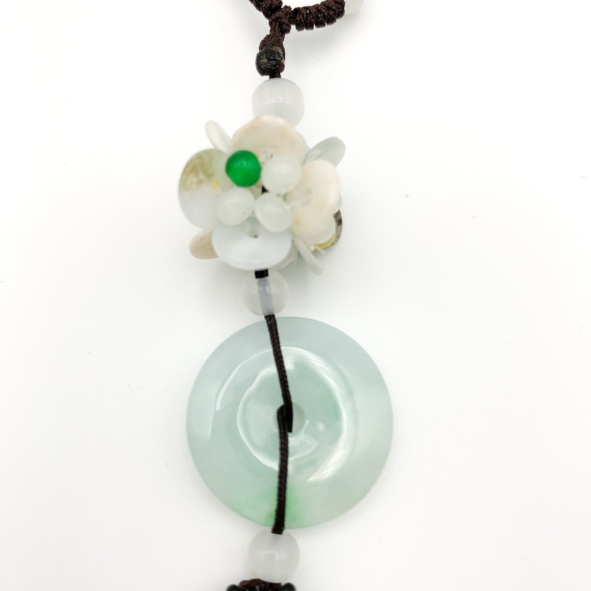 Jadeite Jade Circle Donut Peace Buckle Carved Necklace, YW-0110-1646162359 - AriaDesignCollection