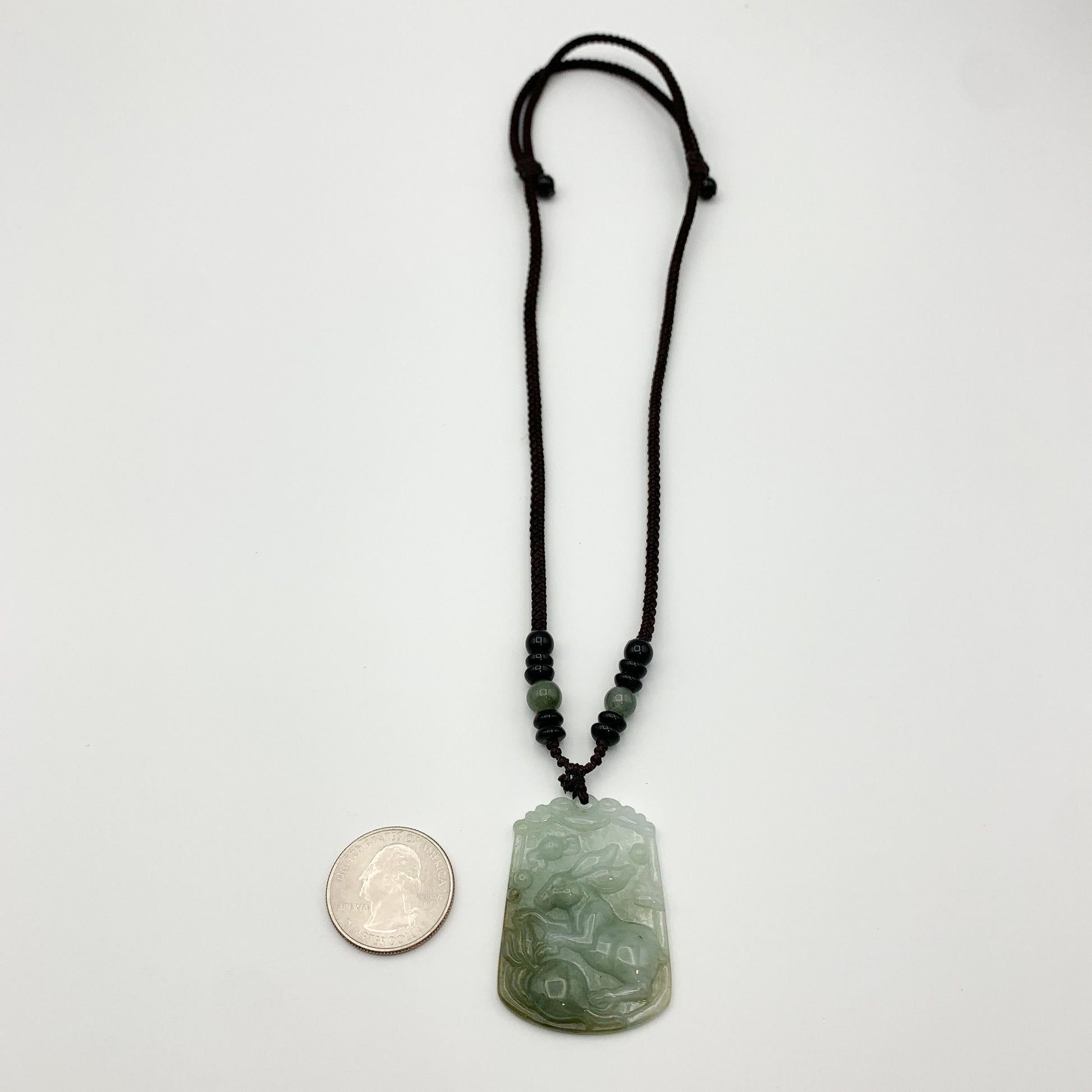 Jadeite Jade Rabbit Chinese Zodiac Carved Pendant Necklace, YW-0321-1646162277 - AriaDesignCollection