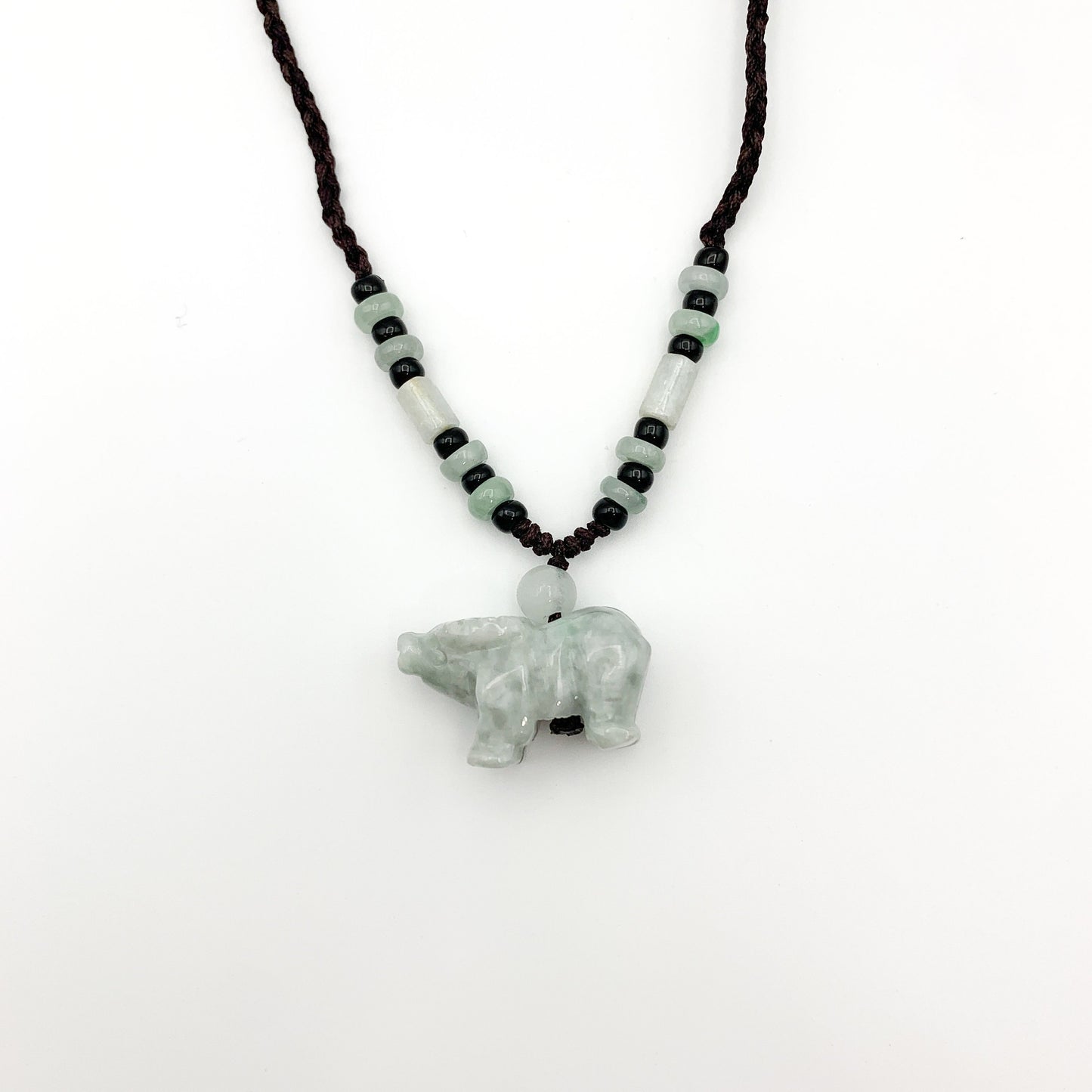 Small Jadeite Jade Ox Bull Cow Chinese Zodiac Carved Pendant Necklace, YW-0321-1646161898 - AriaDesignCollection