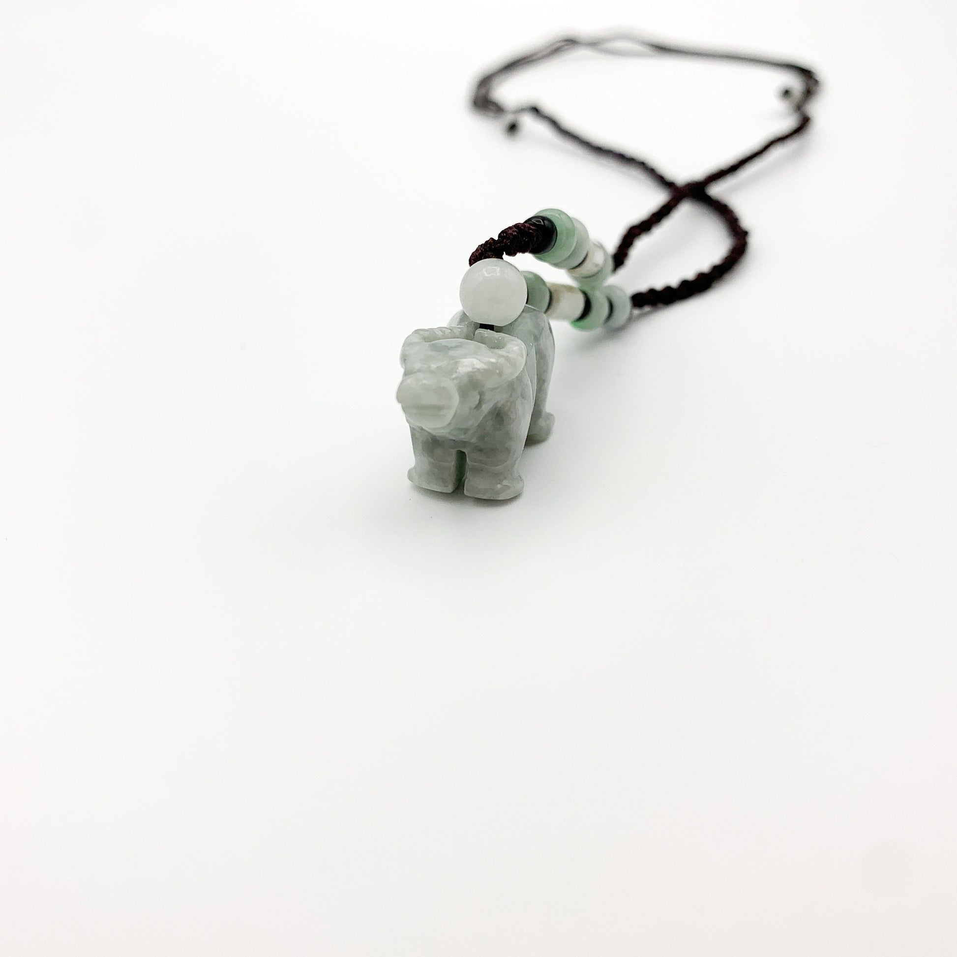 Small Jadeite Jade Ox Bull Cow Chinese Zodiac Carved Pendant Necklace, YW-0321-1646161898 - AriaDesignCollection