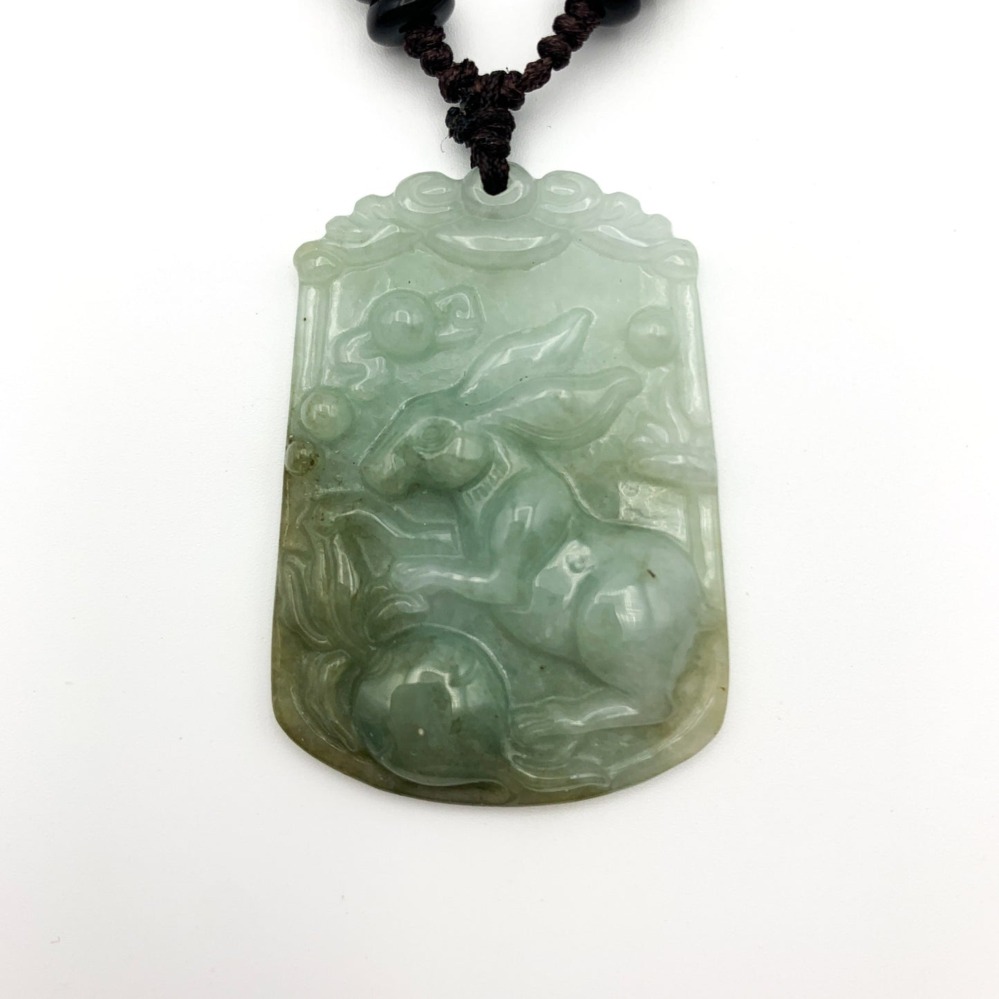 Jadeite Jade Rabbit Chinese Zodiac Carved Pendant Necklace, YW-0321-1646162277 - AriaDesignCollection