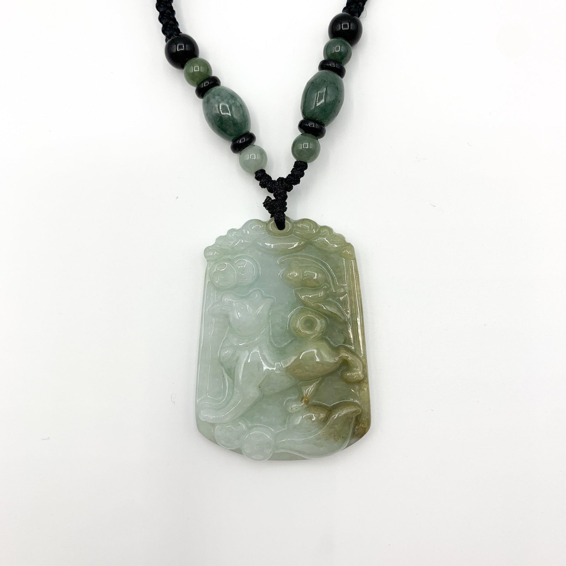 Jadeite Jade Dog Chinese Zodiac Carved Pendant Necklace, YW-0321-1646061450 - AriaDesignCollection