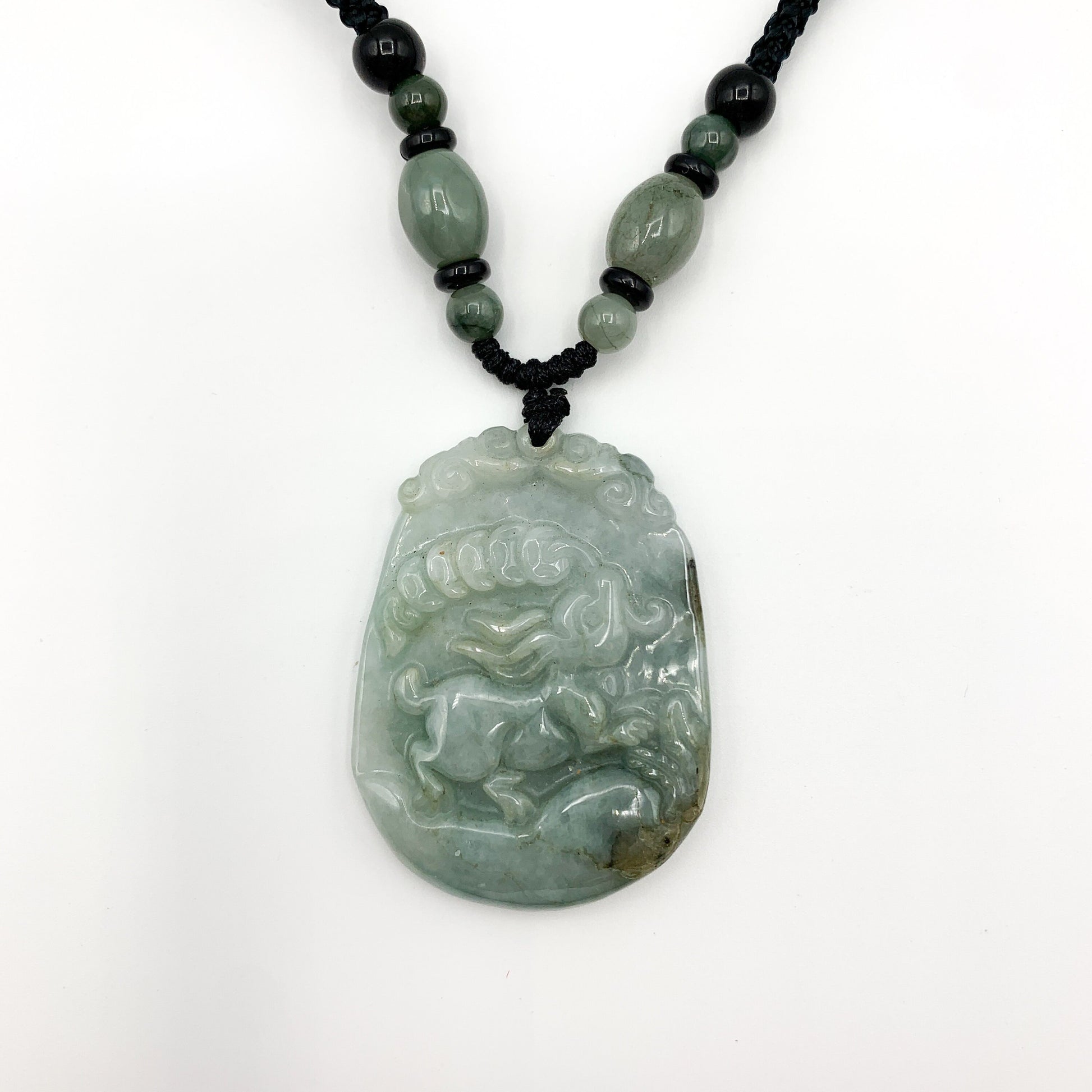 Jadeite Jade Rabbit Chinese Zodiac Carved Pendant Necklace, YW-0321-1645672526 - AriaDesignCollection