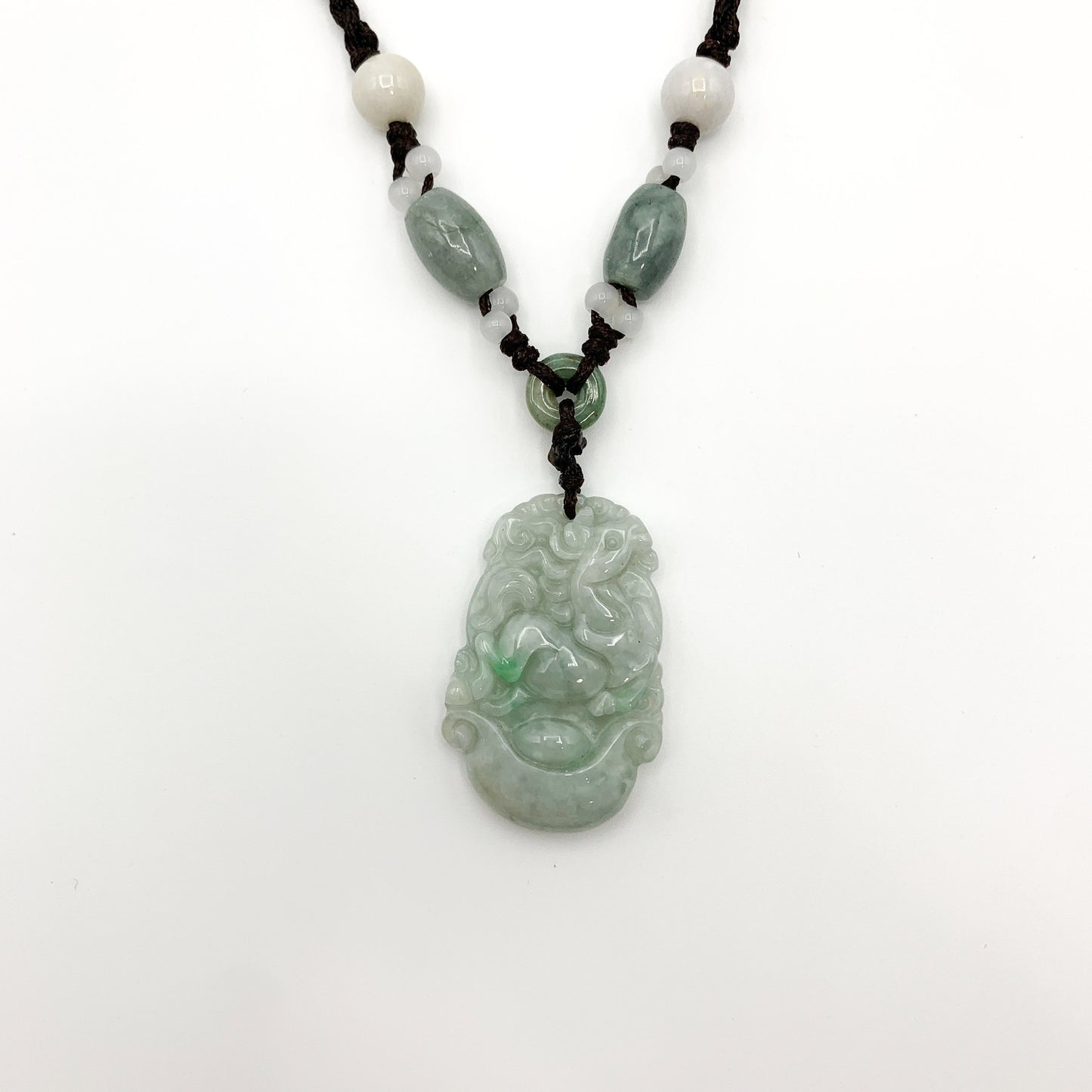 Horse Jade Chinese Zodiac Rustic Carved Pendant Necklace, YW-0321-1645571195 - AriaDesignCollection