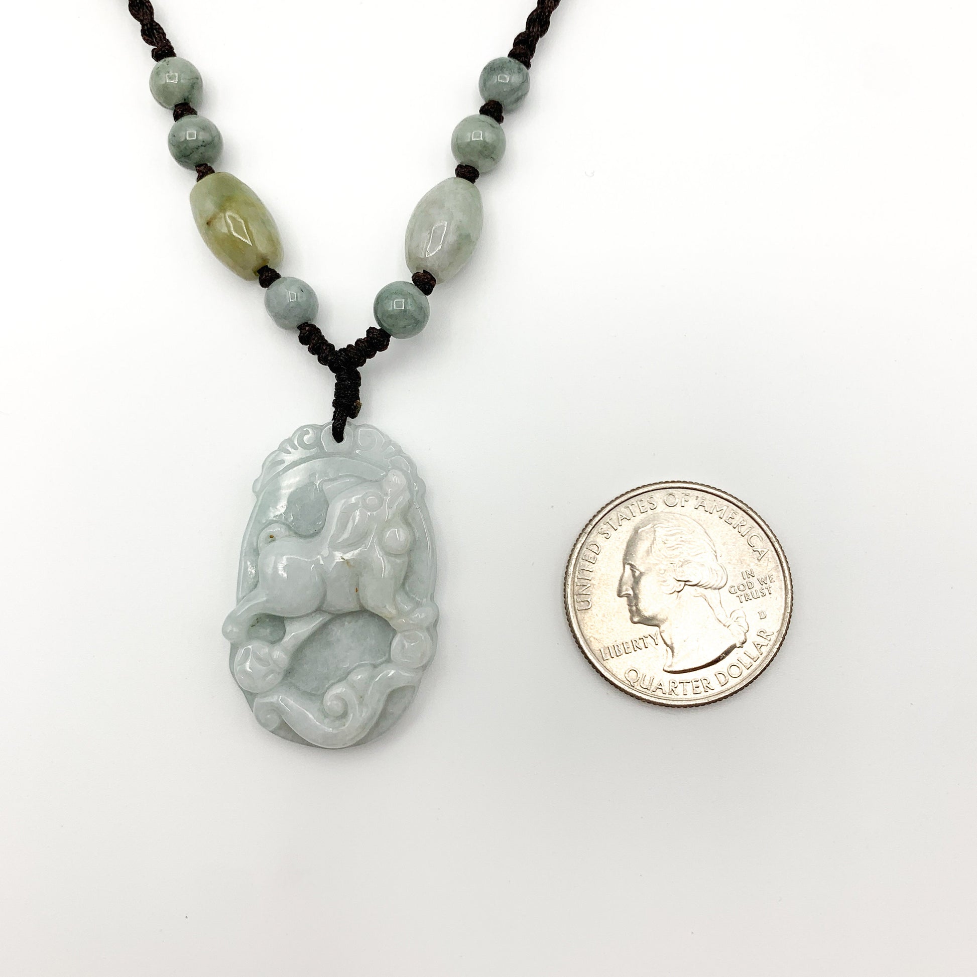Jadeite Jade Dog Chinese Zodiac Hand Carved Pendant Necklace, YW-0321-1645917758 - AriaDesignCollection