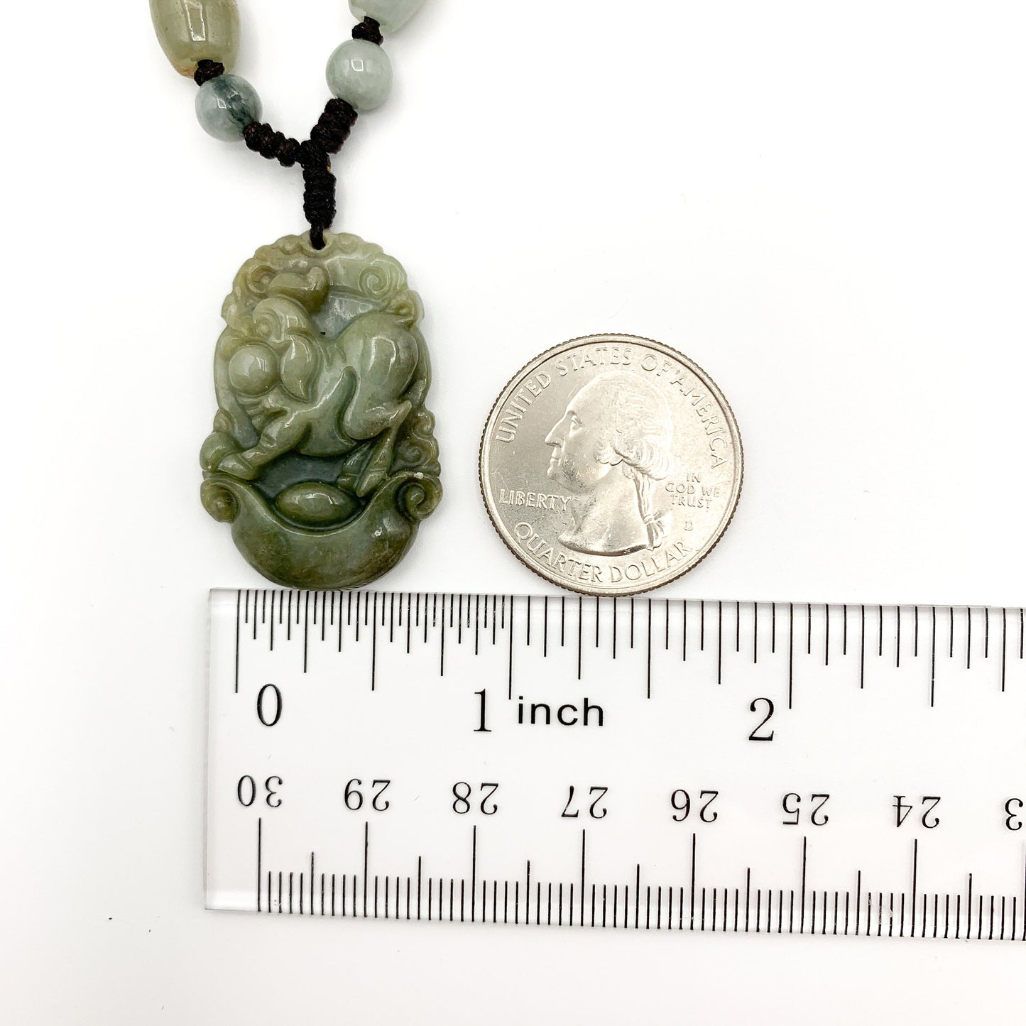 Jadeite Jade Pig Boar Chinese Zodiac Carved Rustic Pendant Necklace, YW-0110-1645917423 - AriaDesignCollection