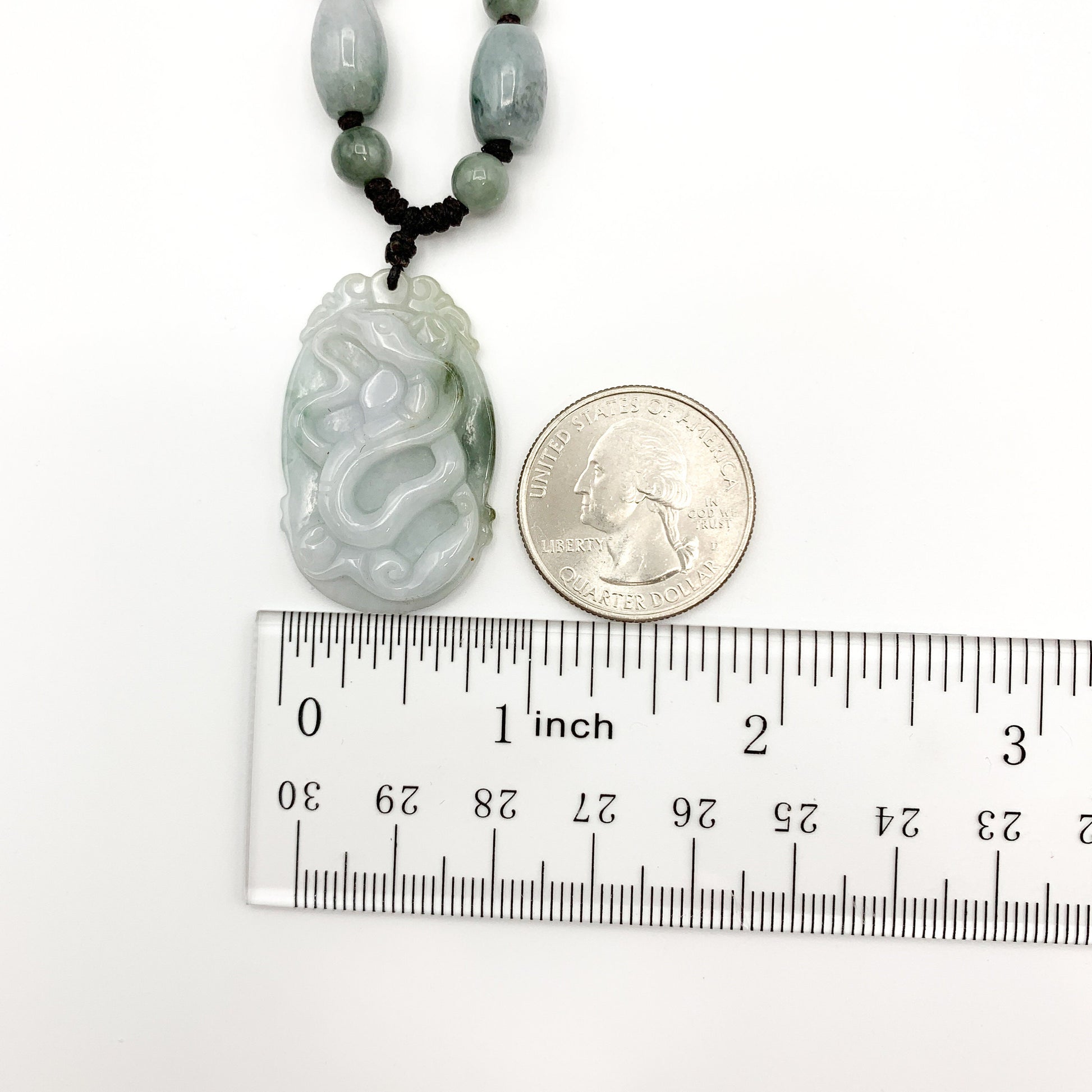 Jadeite Jade Snake Chinese Zodiac Carved Pendant Necklace, - AriaDesignCollection