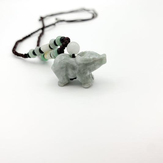 Small Jadeite Jade Ox Bull Cow Chinese Zodiac Carved Pendant Necklace, YW-0321-1646161898 - AriaDesignCollection