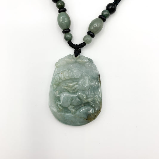 Jadeite Jade Rabbit Chinese Zodiac Carved Pendant Necklace, YW-0321-1645672526 - AriaDesignCollection