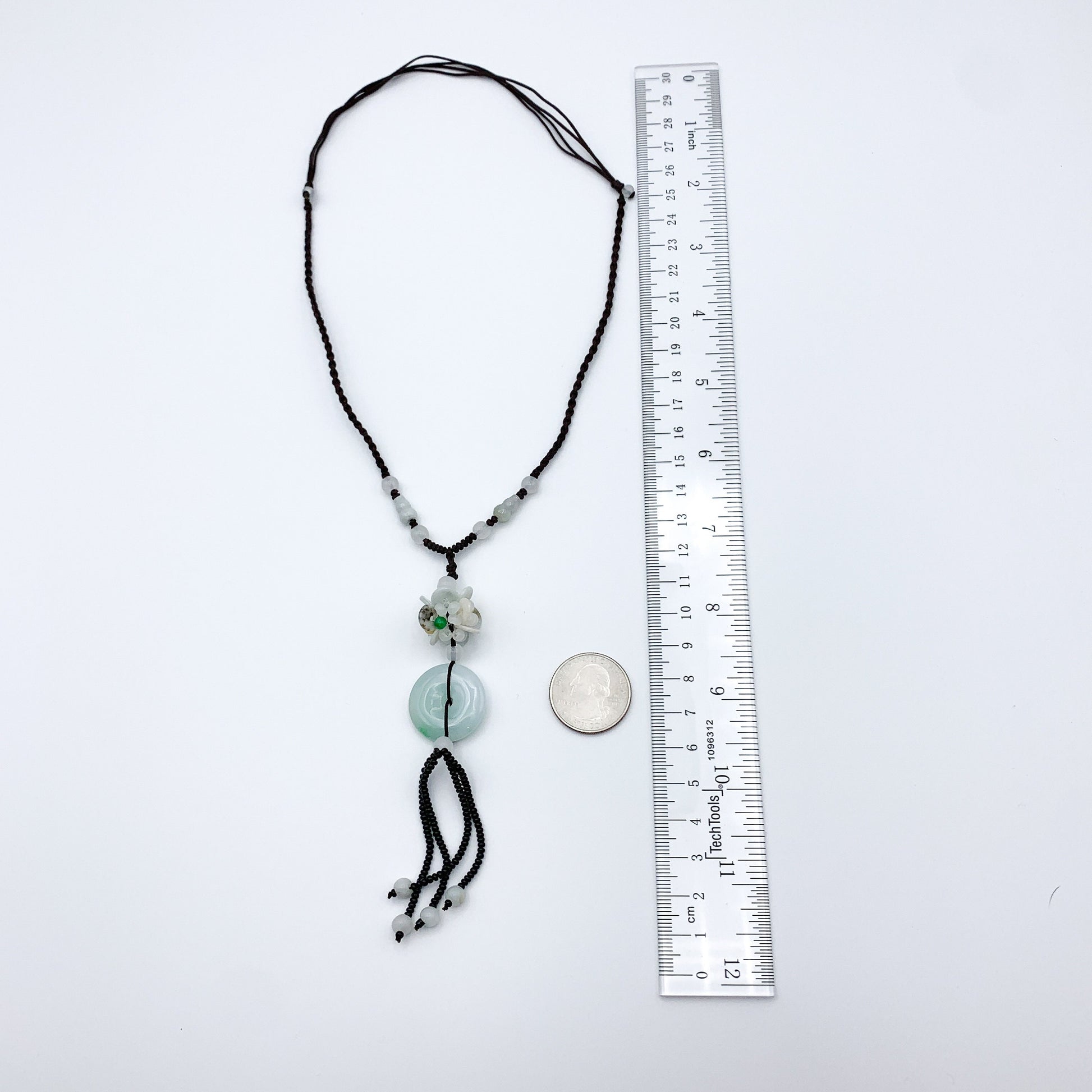 Jadeite Jade Circle Donut Peace Buckle Carved Necklace, YW-0110-1646162359 - AriaDesignCollection