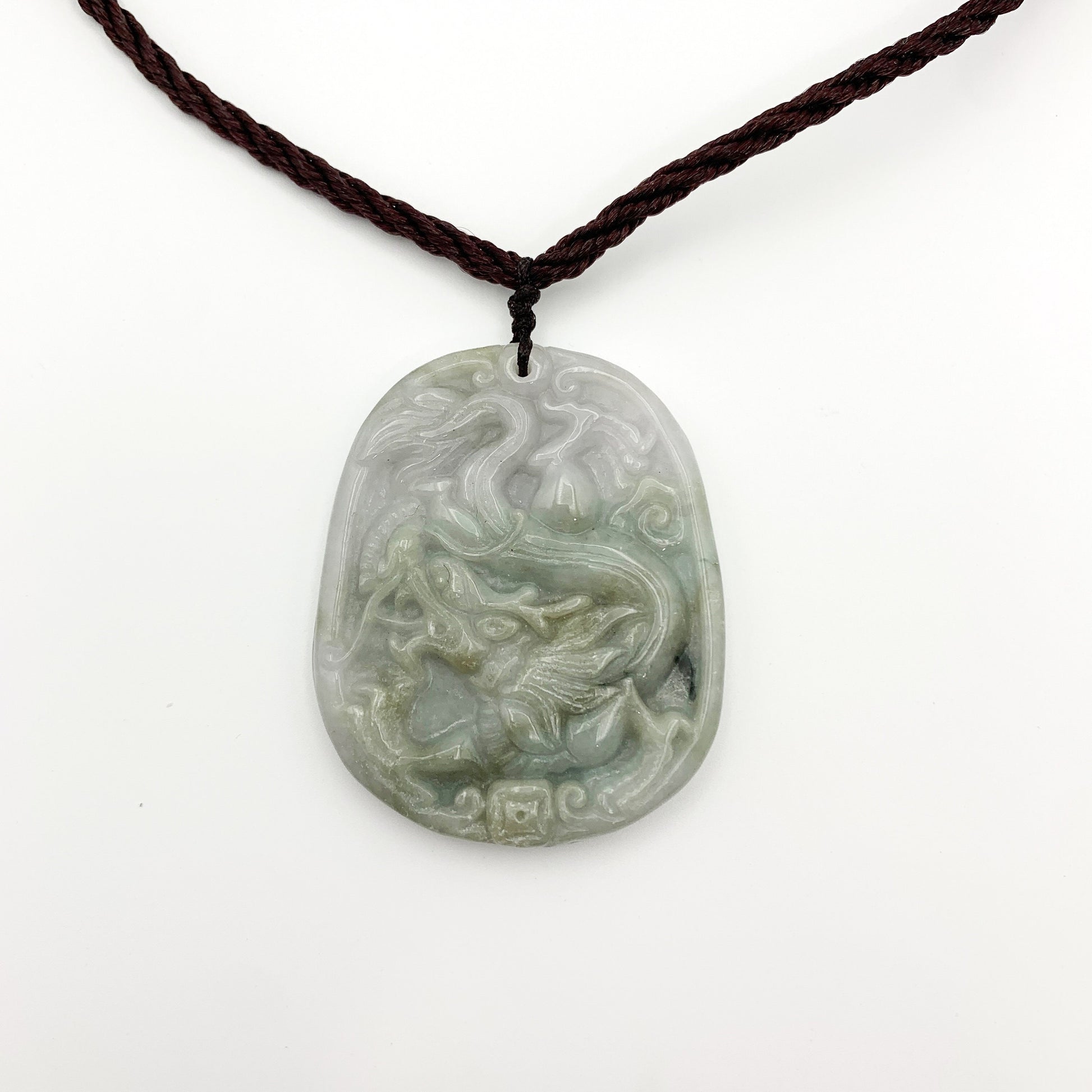 Jadeite Jade Dragon Chinese Zodiac Carved Pendant Necklace, YW-0110-1646517680 - AriaDesignCollection