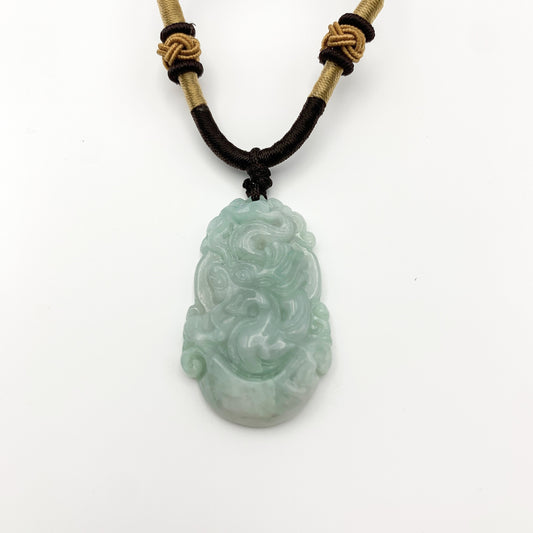 Jadeite Jade Dragon Chinese Zodiac Carved Pendant Necklace, YW-0110-1646517413 - AriaDesignCollection