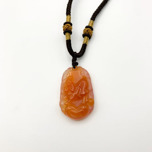Red Agate Pig Boar Zodiac Carnelian Carved Pendant, YW-0110-1646192276 - AriaDesignCollection