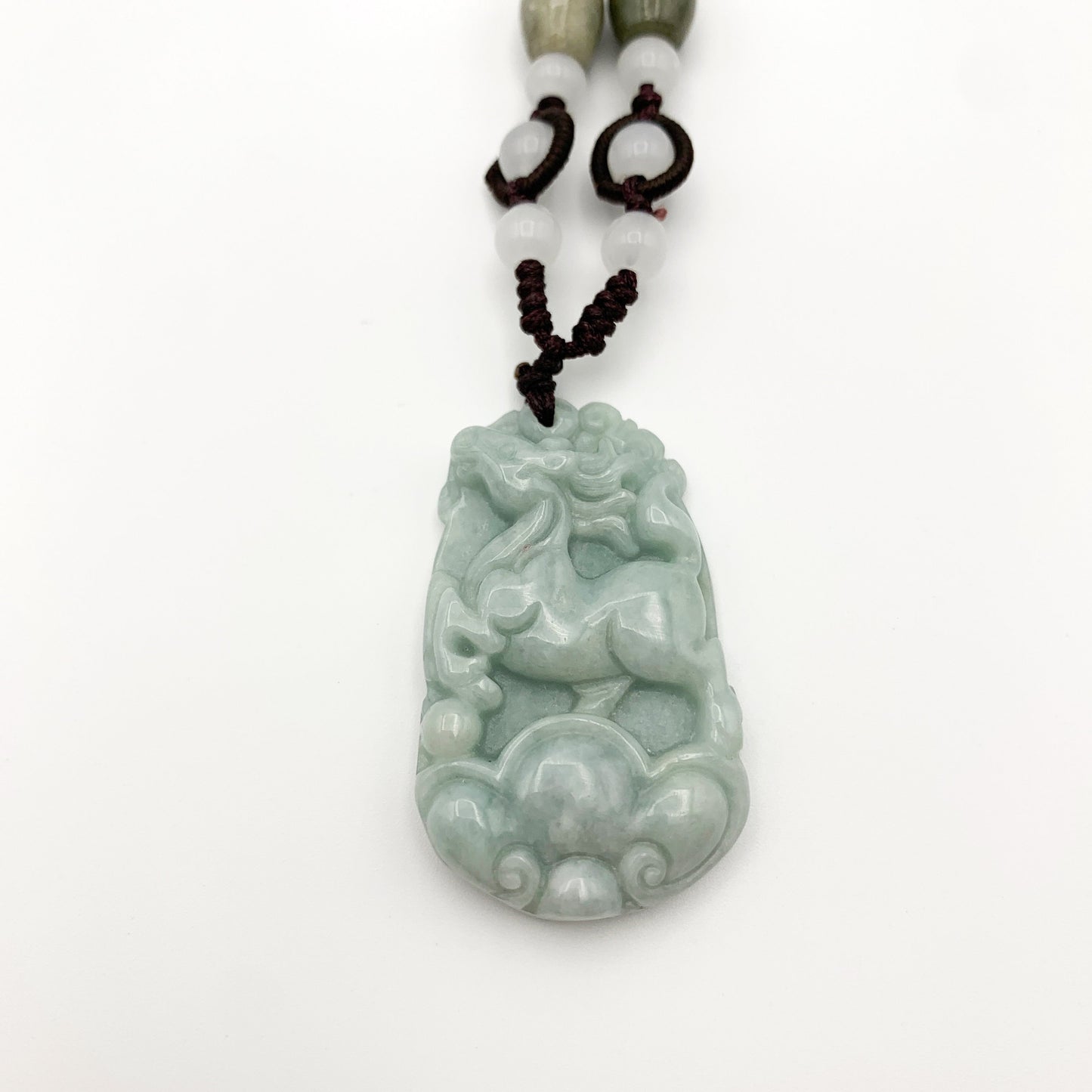Horse Jade Chinese Zodiac Rustic Carved Pendant Necklace, YW-0110-1646517385 - AriaDesignCollection