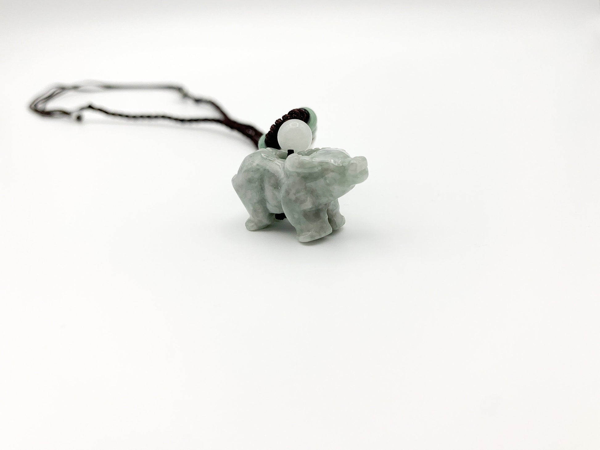 Small Jadeite Jade Ox Bull Cow Chinese Zodiac Carved Pendant Necklace, YW-0321-1646161898 - AriaDesignCollection
