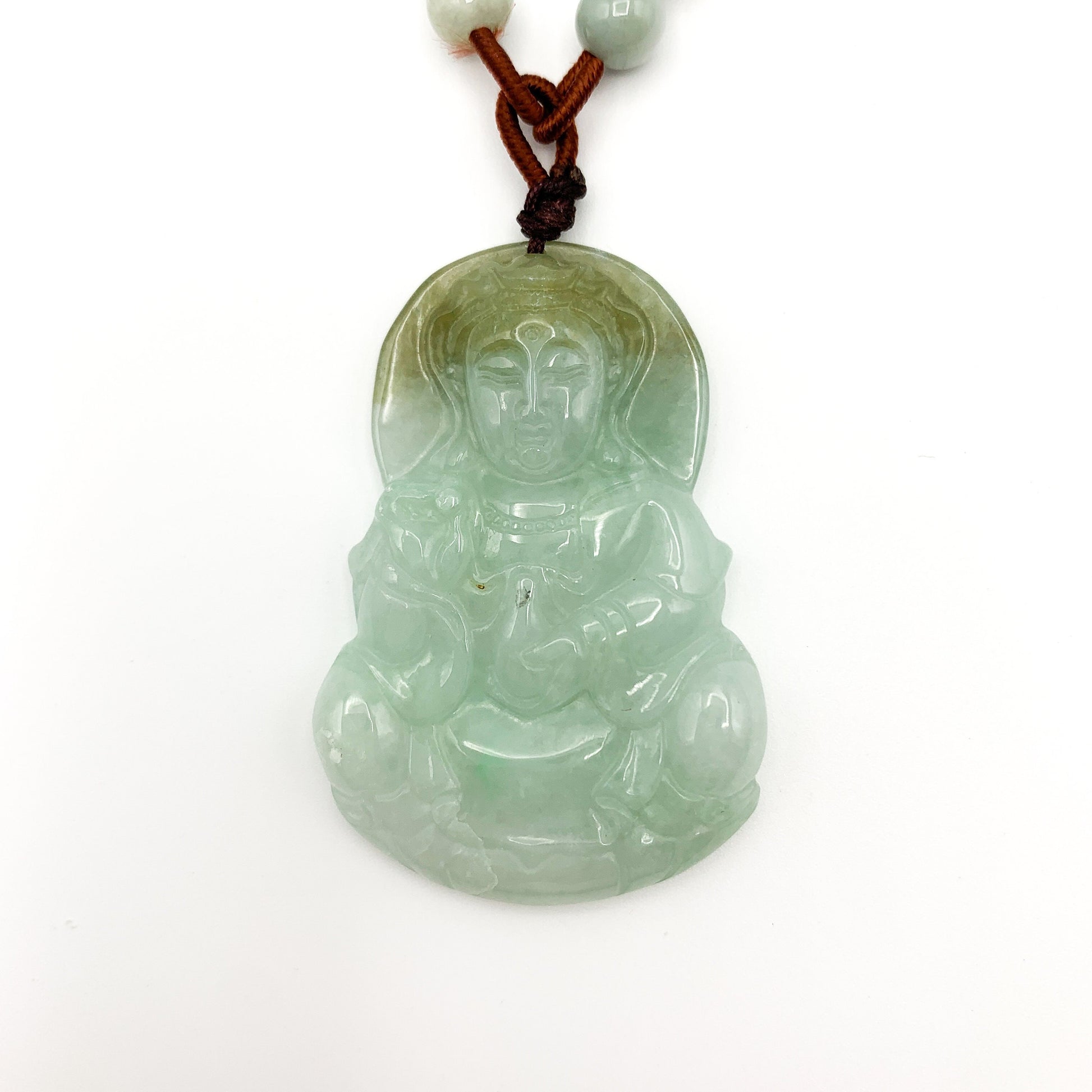 Jadeite Jade Guan Yin Avalokiteshvara Carved Pendant Necklace, Quan Am, YW-0110-1646513091 - AriaDesignCollection