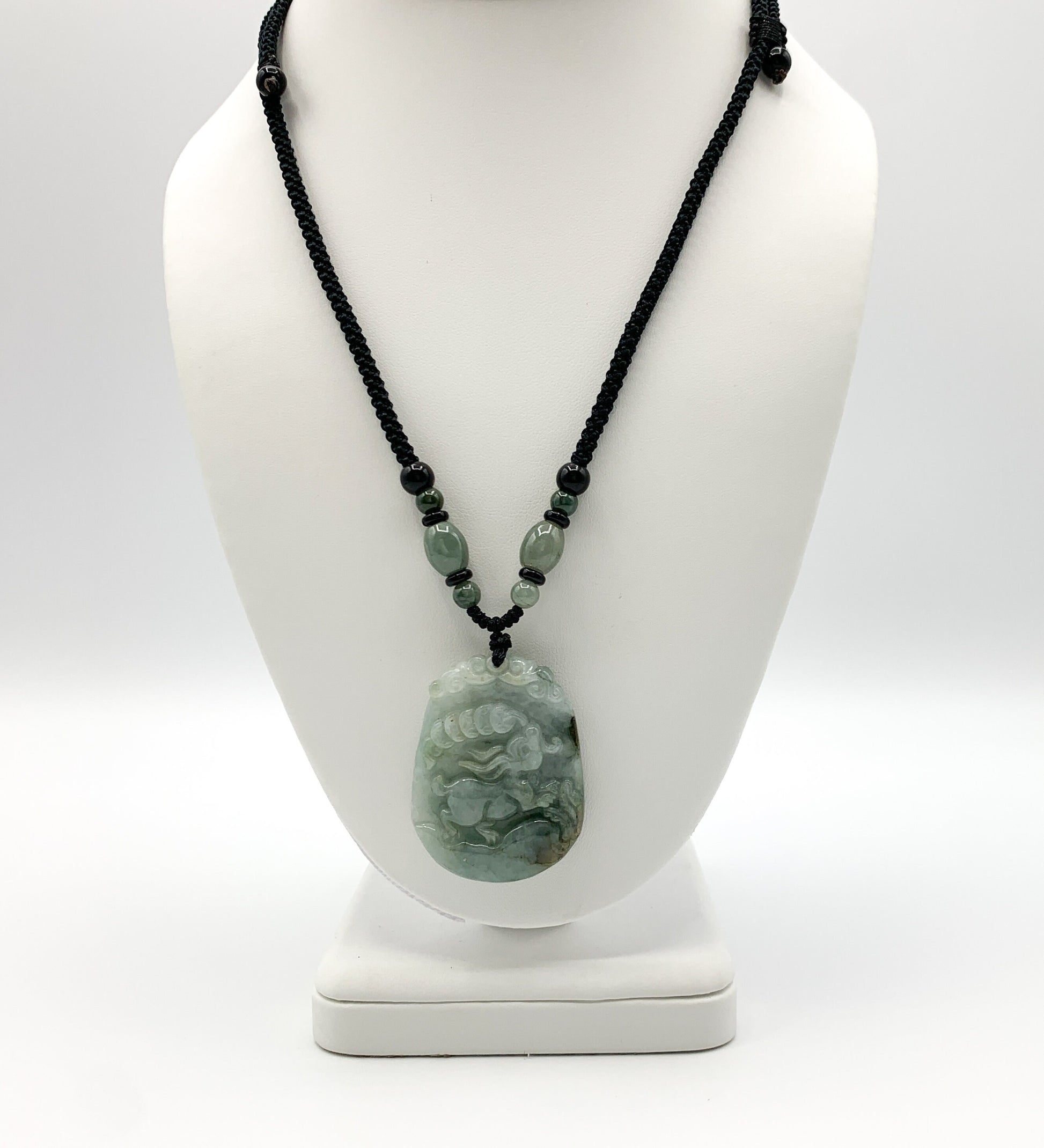 Jadeite Jade Rabbit Chinese Zodiac Carved Pendant Necklace, YW-0321-1645672526 - AriaDesignCollection