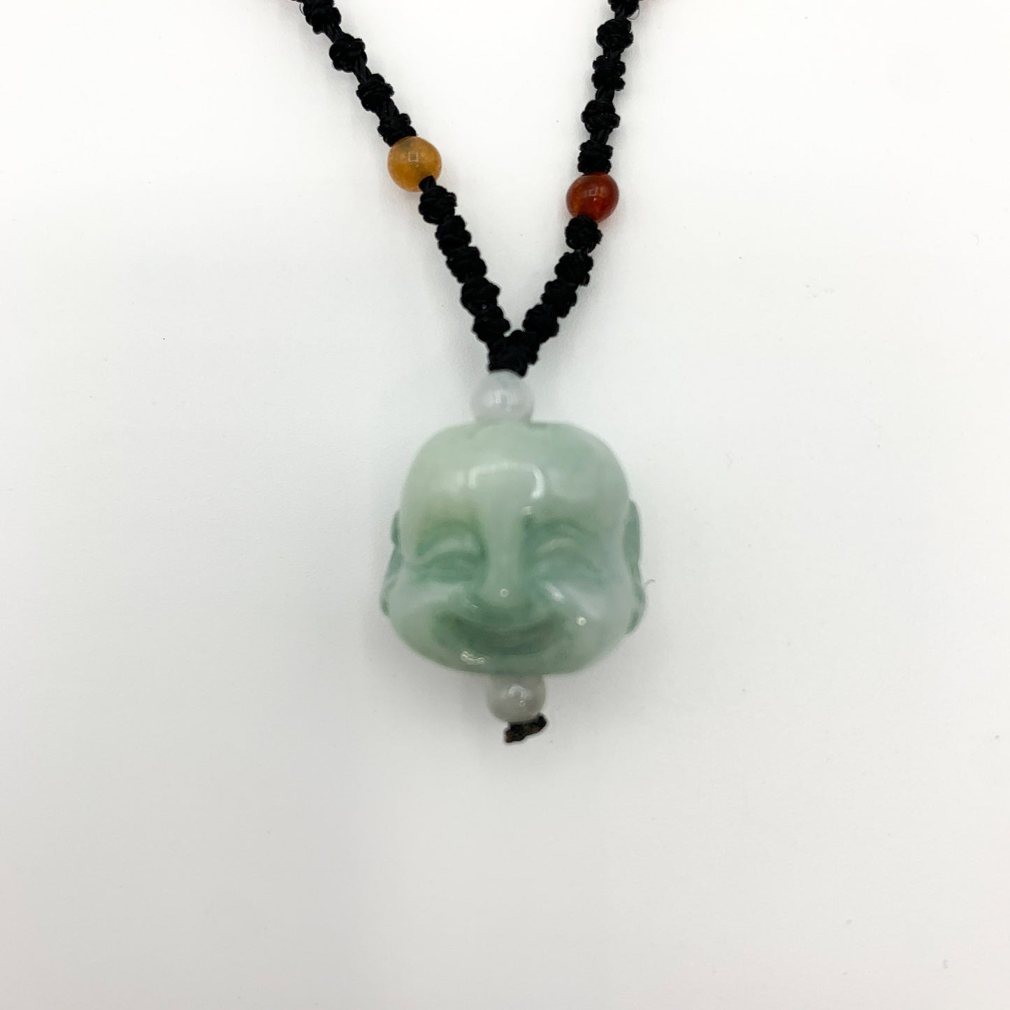 Jadeite Jade Buddha, Happy Laughing Buddha, Head Carved Pendant Necklace, YW-0110-1646061006 - AriaDesignCollection