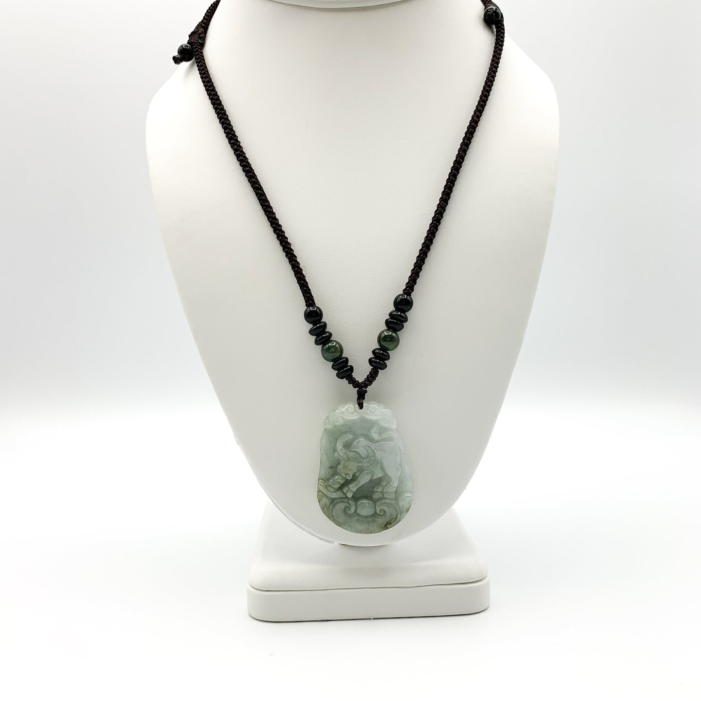 Jadeite Jade Ox Bull Cow Chinese Zodiac Carved Pendant Necklace, YW-0321-1645944372 - AriaDesignCollection