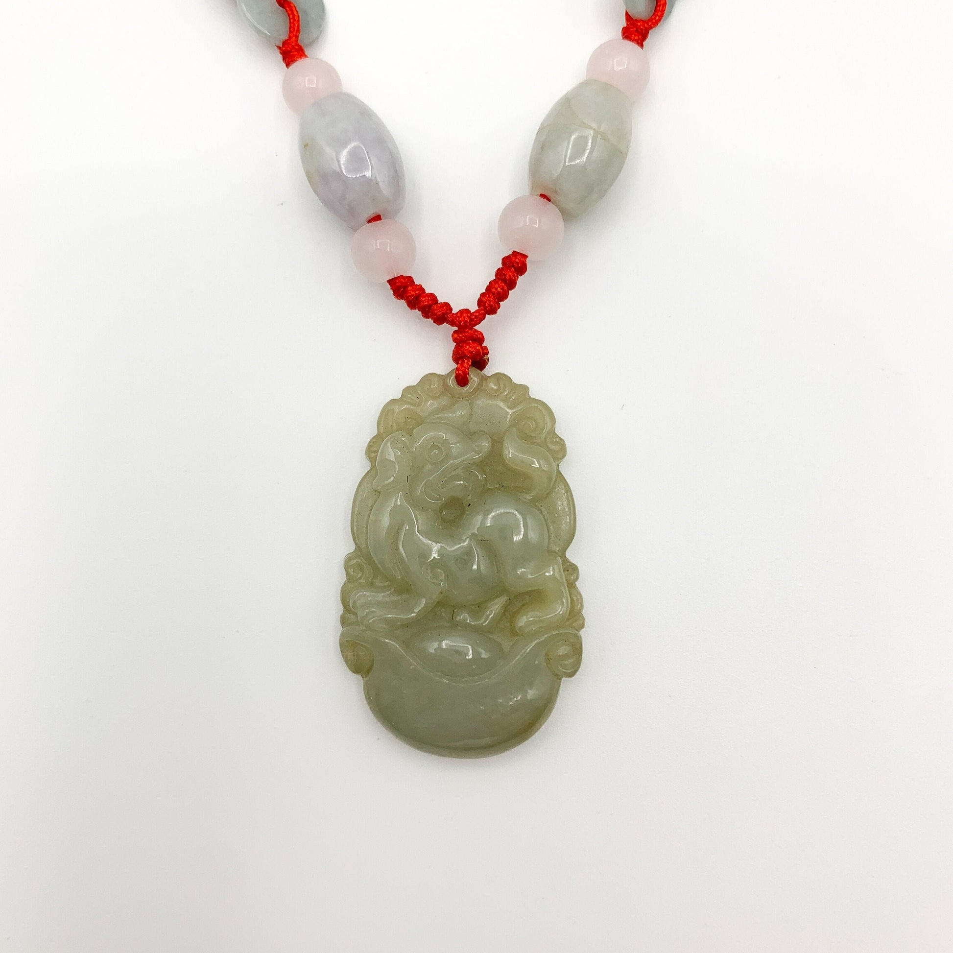 Jadeite Jade Dog Chinese Zodiac Hand Carved Red Pendant Necklace, YW-0110-1647127312 - AriaDesignCollection
