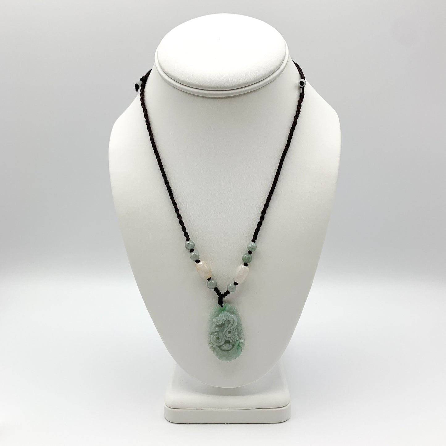 Jadeite Jade Snake Chinese Zodiac Carved Pendant Necklace, YW-0321-1645571220 - AriaDesignCollection
