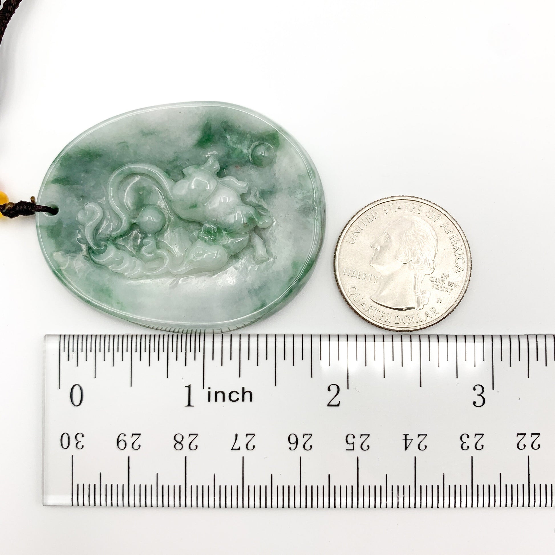 Jadeite Jade Rat Mouse Chinese Zodiac Rustic Carved Pendant, YJ-0321-0359717 - AriaDesignCollection