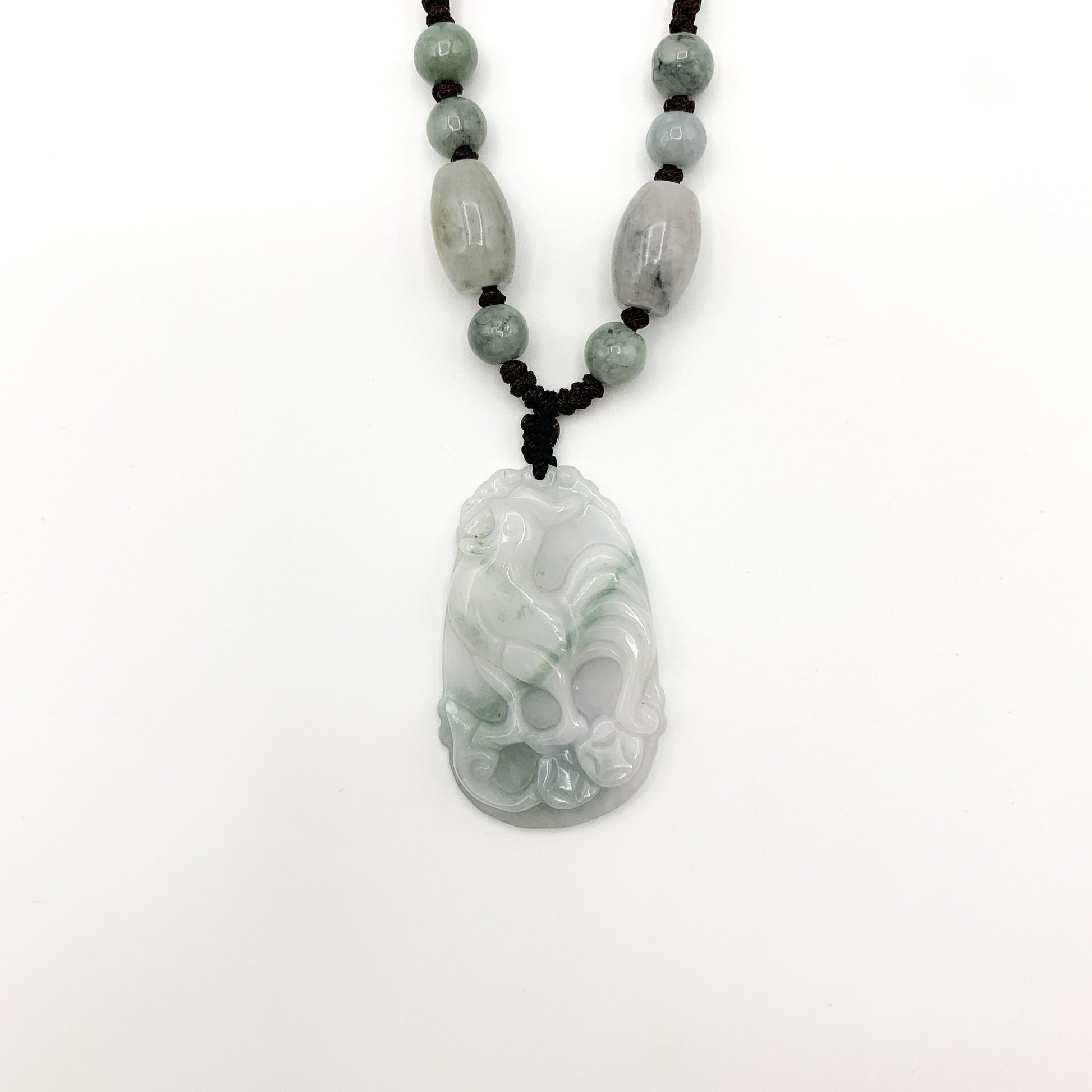 Jadeite Jade Rooster Chicken Chinese Zodiac Carved Rustic Pendant Necklace, YW-0321-1645917332 - AriaDesignCollection