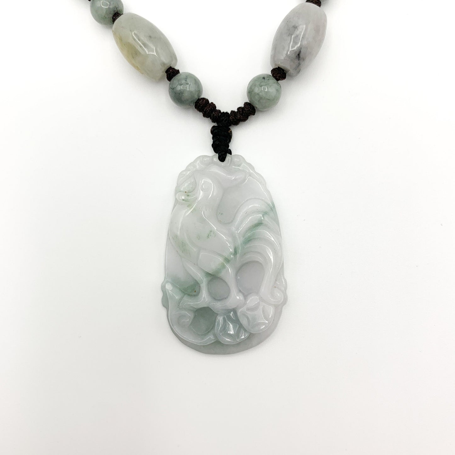 Jadeite Jade Rooster Chicken Chinese Zodiac Carved Rustic Pendant Necklace, YW-0321-1645917332 - AriaDesignCollection