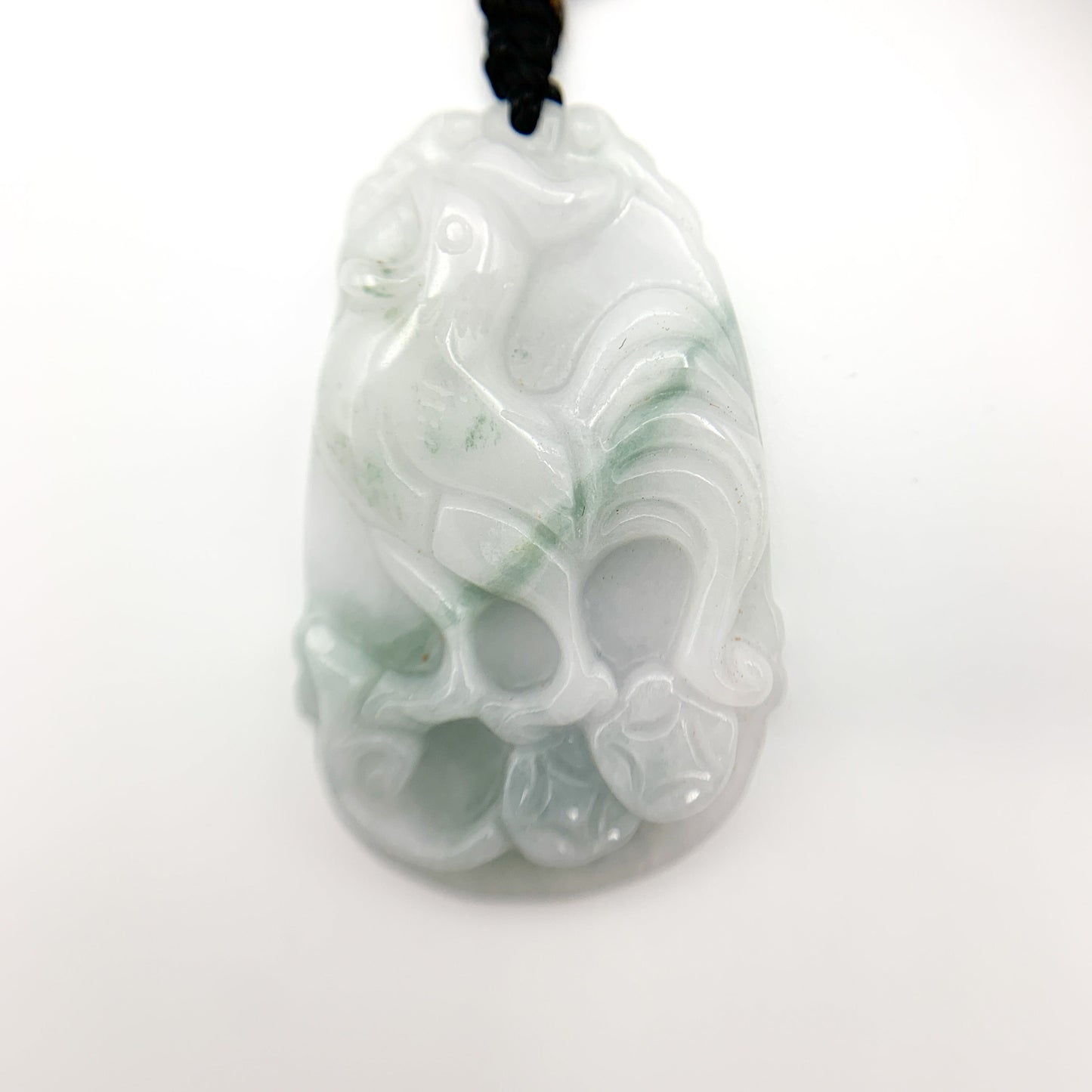 Jadeite Jade Rooster Chicken Chinese Zodiac Carved Rustic Pendant Necklace, YW-0321-1645917332 - AriaDesignCollection