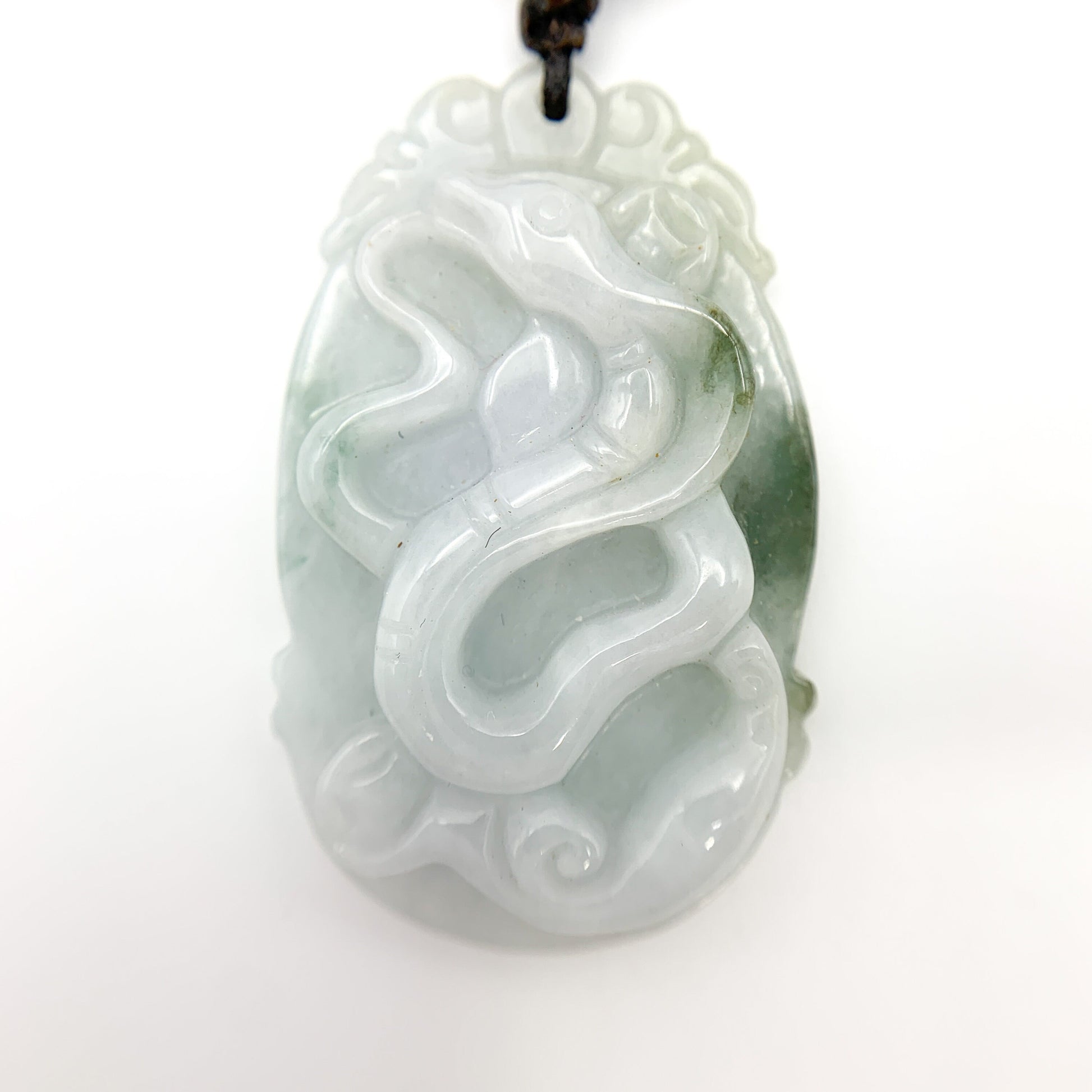 Jadeite Jade Snake Chinese Zodiac Carved Pendant Necklace, - AriaDesignCollection