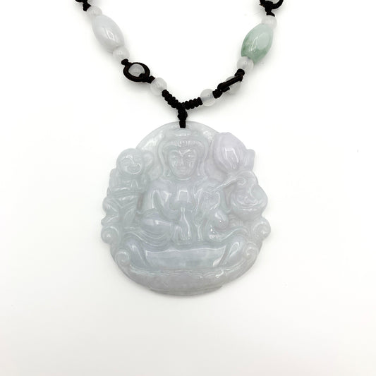 Large Jadeite Jade Guan Yin Avalokiteshvara Carved Pendant, YW-0110-1646675866 - AriaDesignCollection