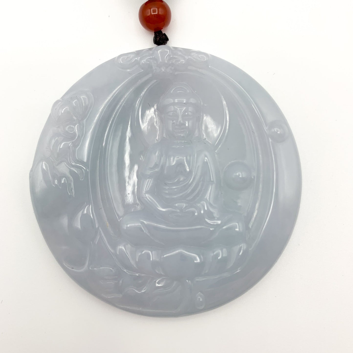 Large Jadeite Jade Amitabha Buddha Amita Amida Carved Pendant Necklace, YJ-0321-0336685 - AriaDesignCollection
