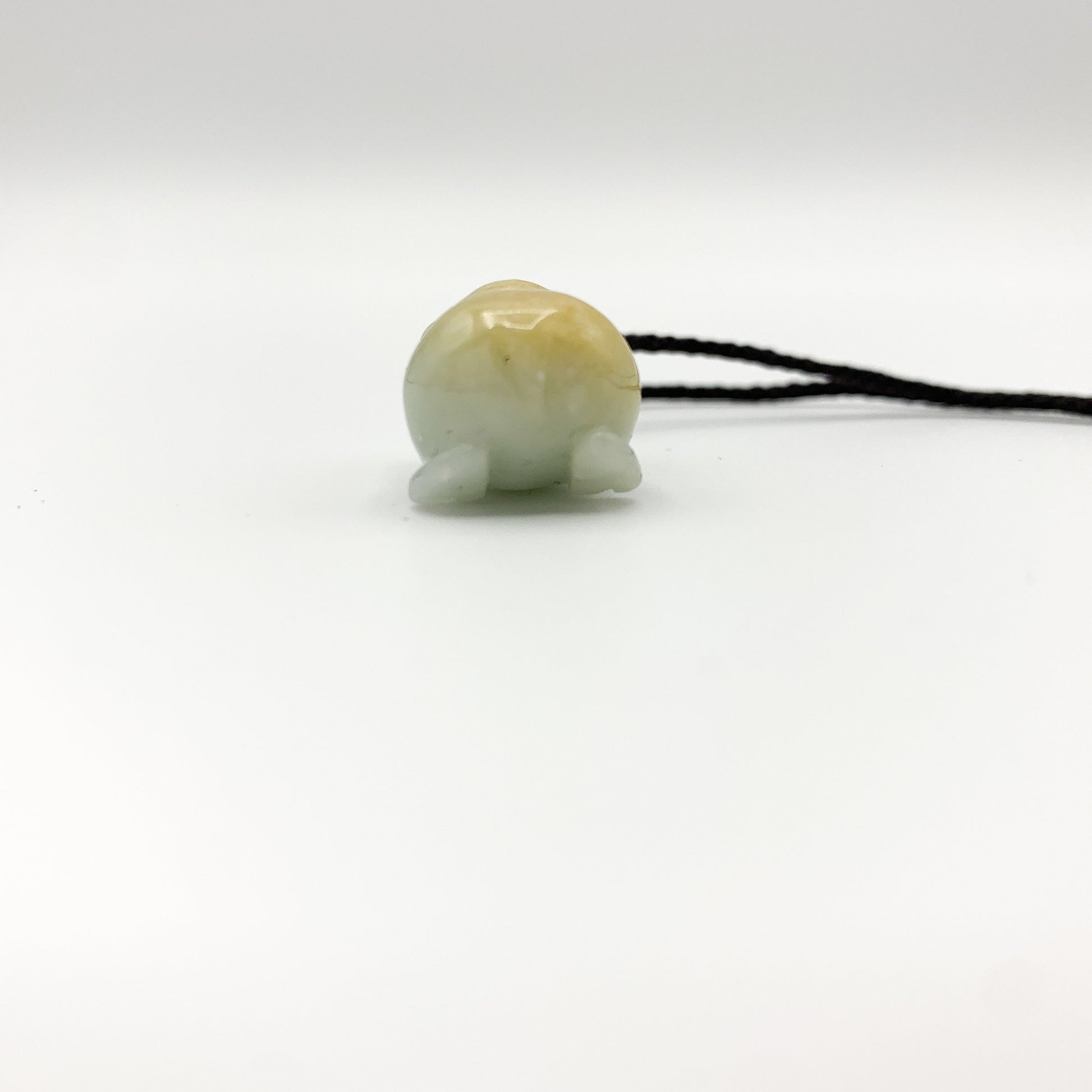 Yellow Jadeite Jade Pig Boar Chinese Zodiac Carved Rustic Pendant Necklace, YJ-0321-0443751-1 - AriaDesignCollection
