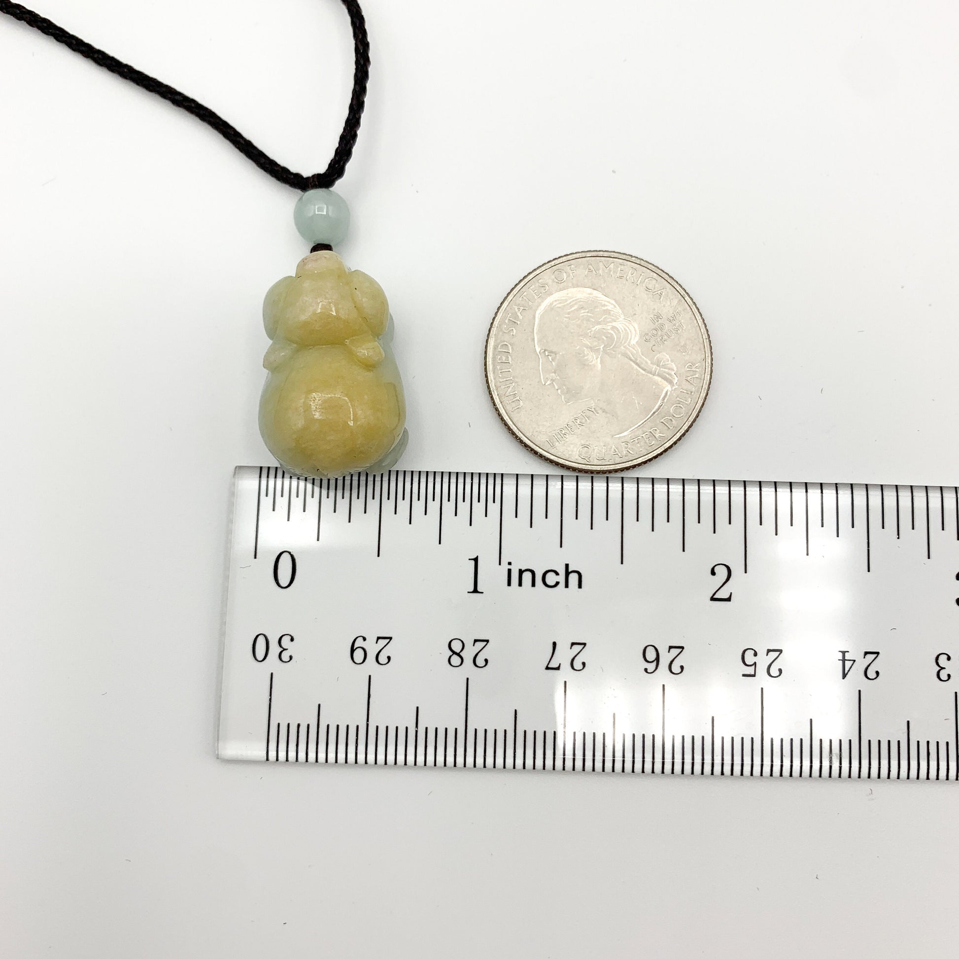 Yellow Jadeite Jade Pig Boar Chinese Zodiac Carved Rustic Pendant Necklace, YJ-0321-0443751-1 - AriaDesignCollection