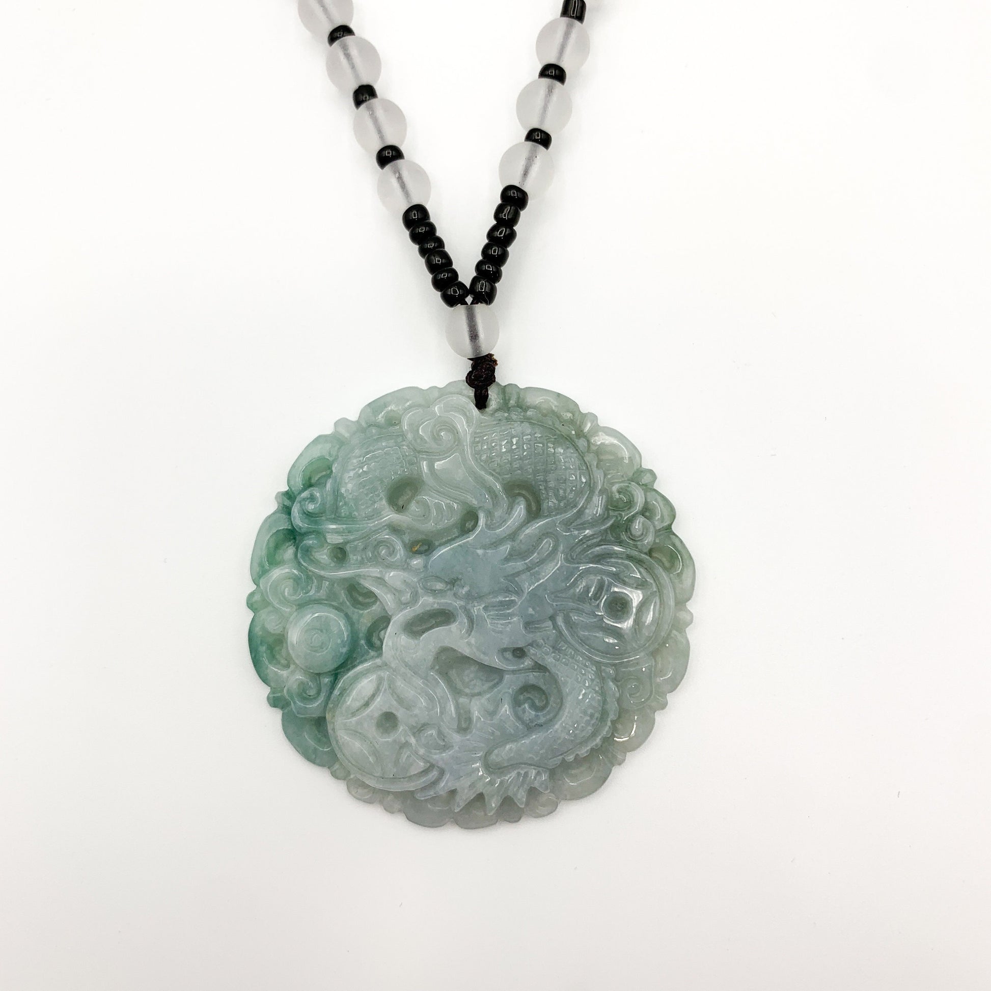 Jadeite Jade Dragon Chinese Zodiac Carved Pendant Necklace, YJ-0321-0358100 - AriaDesignCollection
