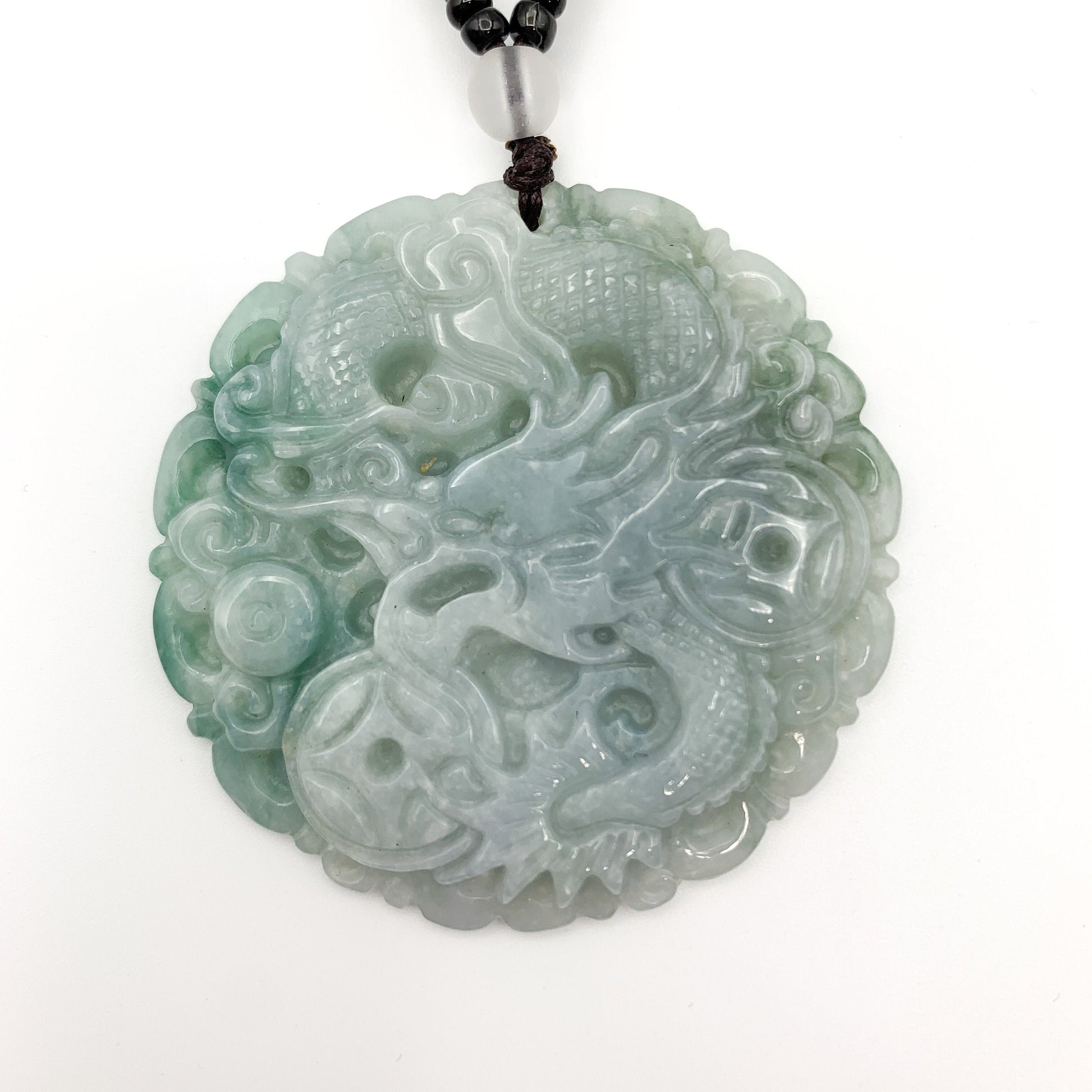 Jadeite Jade Dragon Chinese Zodiac Carved Pendant Necklace, YJ-0321-0358100 - AriaDesignCollection