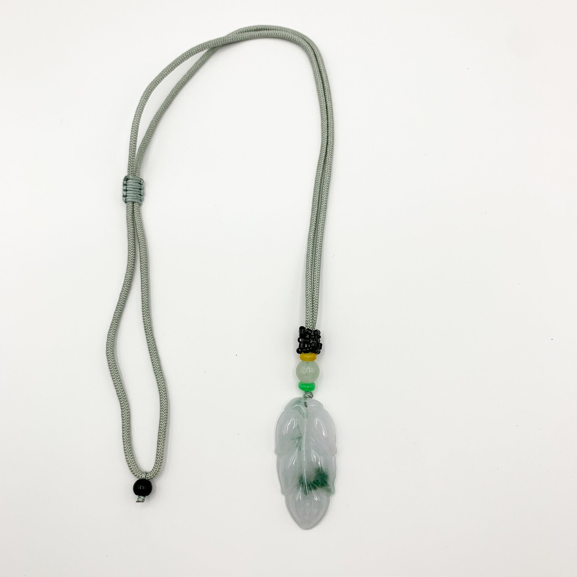 Jadeite Jade Leaf Minimalist Pendant Hand Carved Necklace, YJ-0321-0446764 - AriaDesignCollection