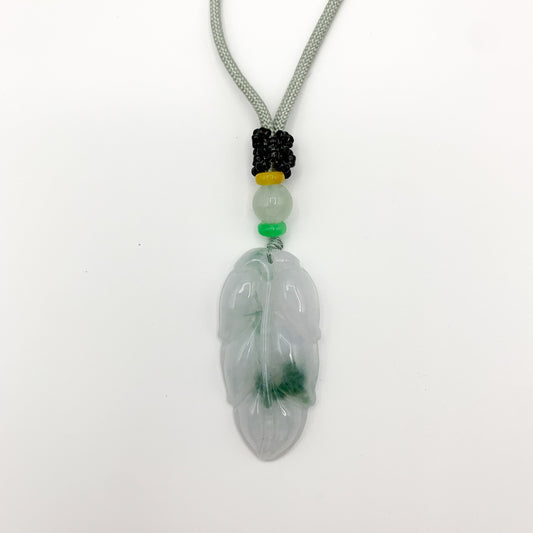 Jadeite Jade Leaf Minimalist Pendant Hand Carved Necklace, YJ-0321-0446764 - AriaDesignCollection