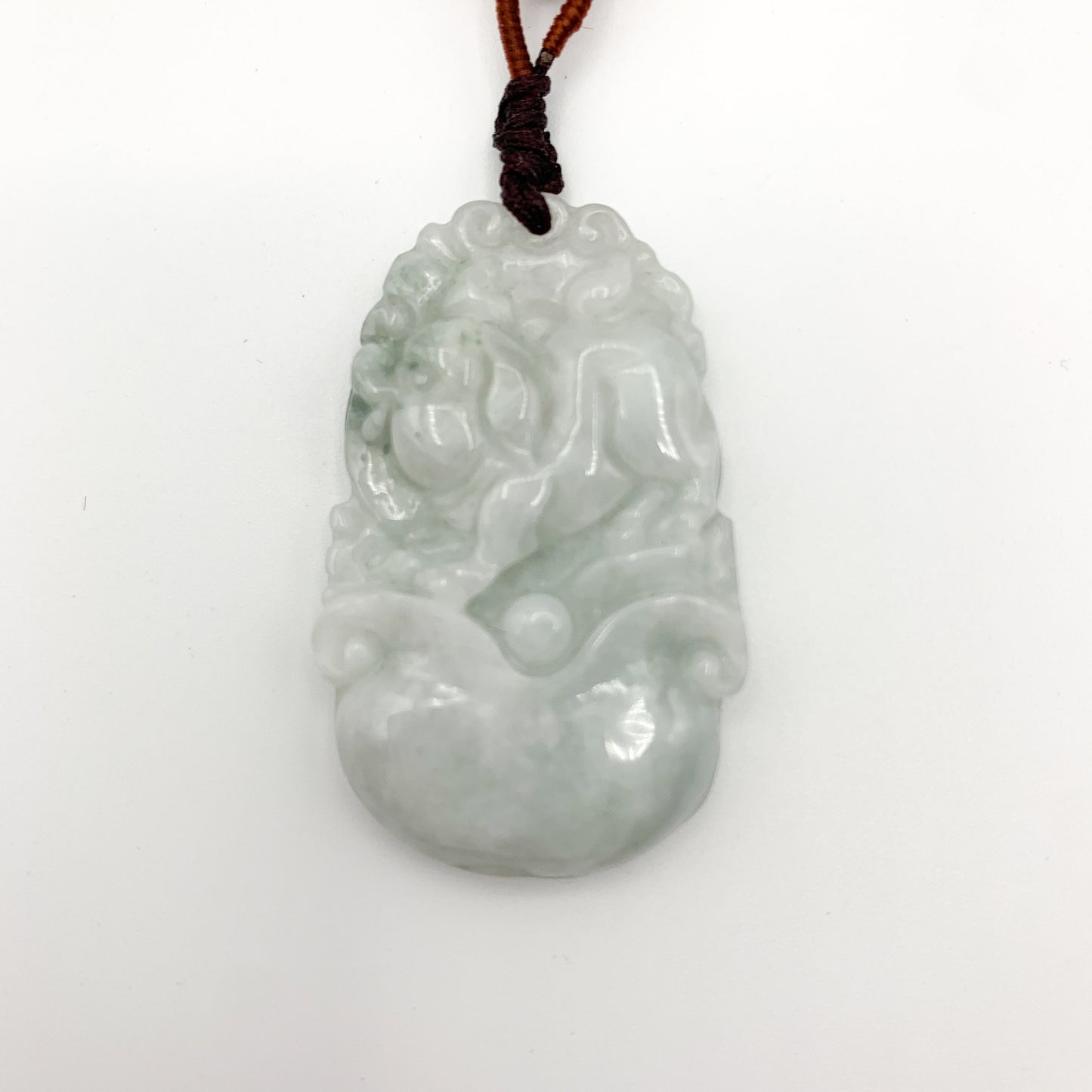 Jadeite Jade Pig Boar Chinese Zodiac Carved Rustic Pendant Necklace, YW-0110-1647059923 - AriaDesignCollection