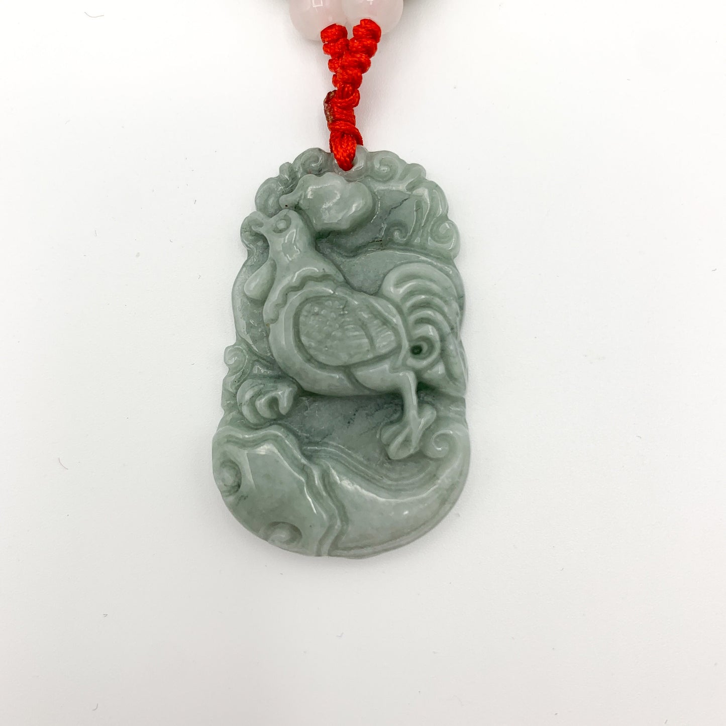 Jadeite Jade Rooster Chicken Chinese Zodiac Carved Rustic Pendant Necklace, YW-0110-1647059461 - AriaDesignCollection