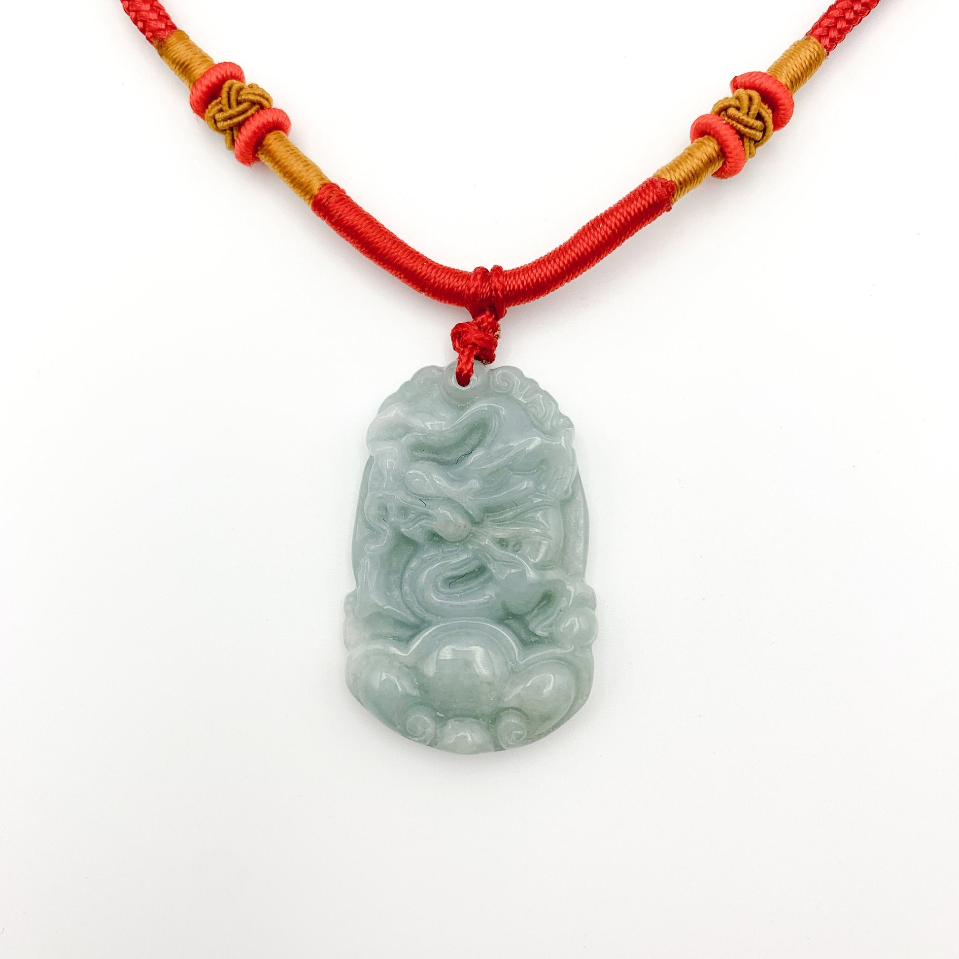 Jadeite Jade Dragon Chinese Zodiac Carved Pendant Necklace, YW-0110-1646545905 - AriaDesignCollection