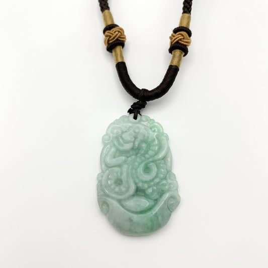 Jadeite Jade Snake Chinese Zodiac Carved Pendant Necklace, YW-0110-1646517462 - AriaDesignCollection