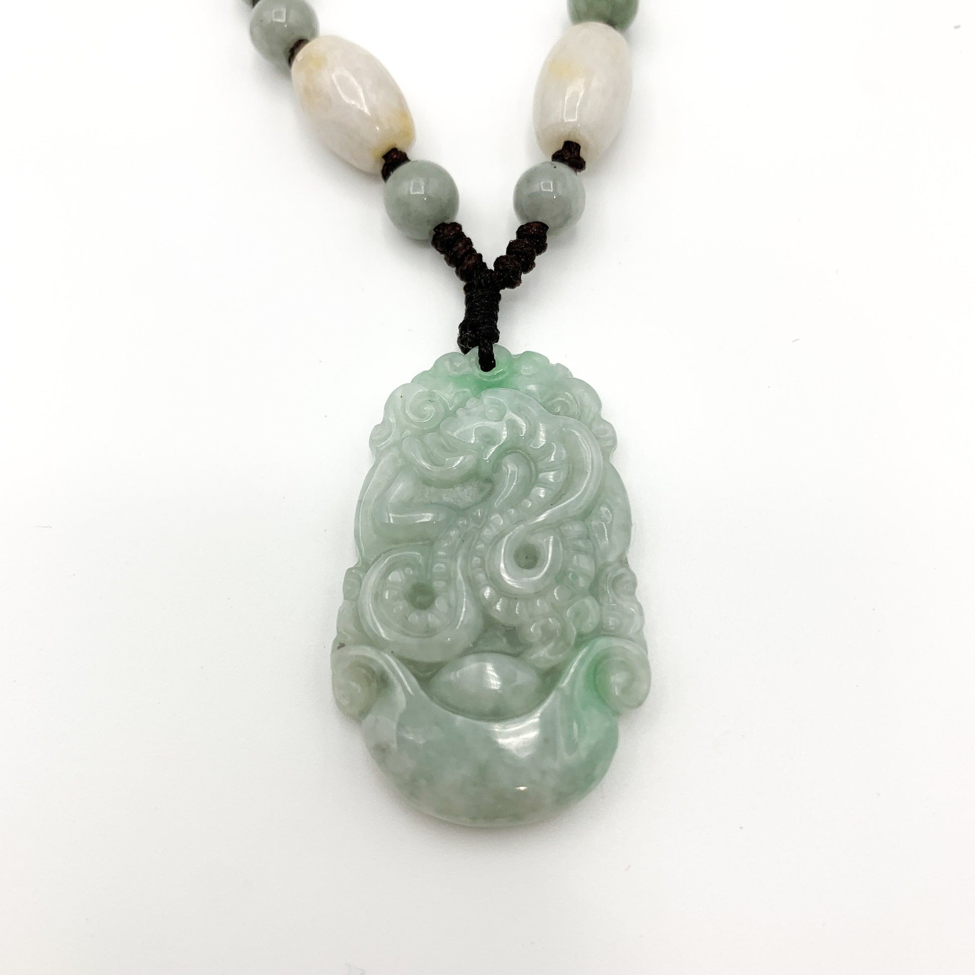 Jadeite Jade Snake Chinese Zodiac Carved Pendant Necklace, YW-0321-1645571220 - AriaDesignCollection