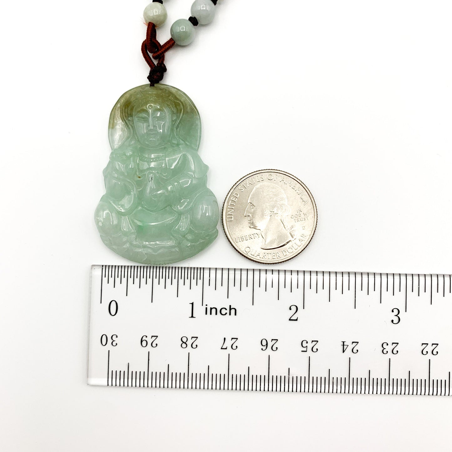 Jadeite Jade Guan Yin Avalokiteshvara Carved Pendant Necklace, Quan Am, YW-0110-1646513091 - AriaDesignCollection