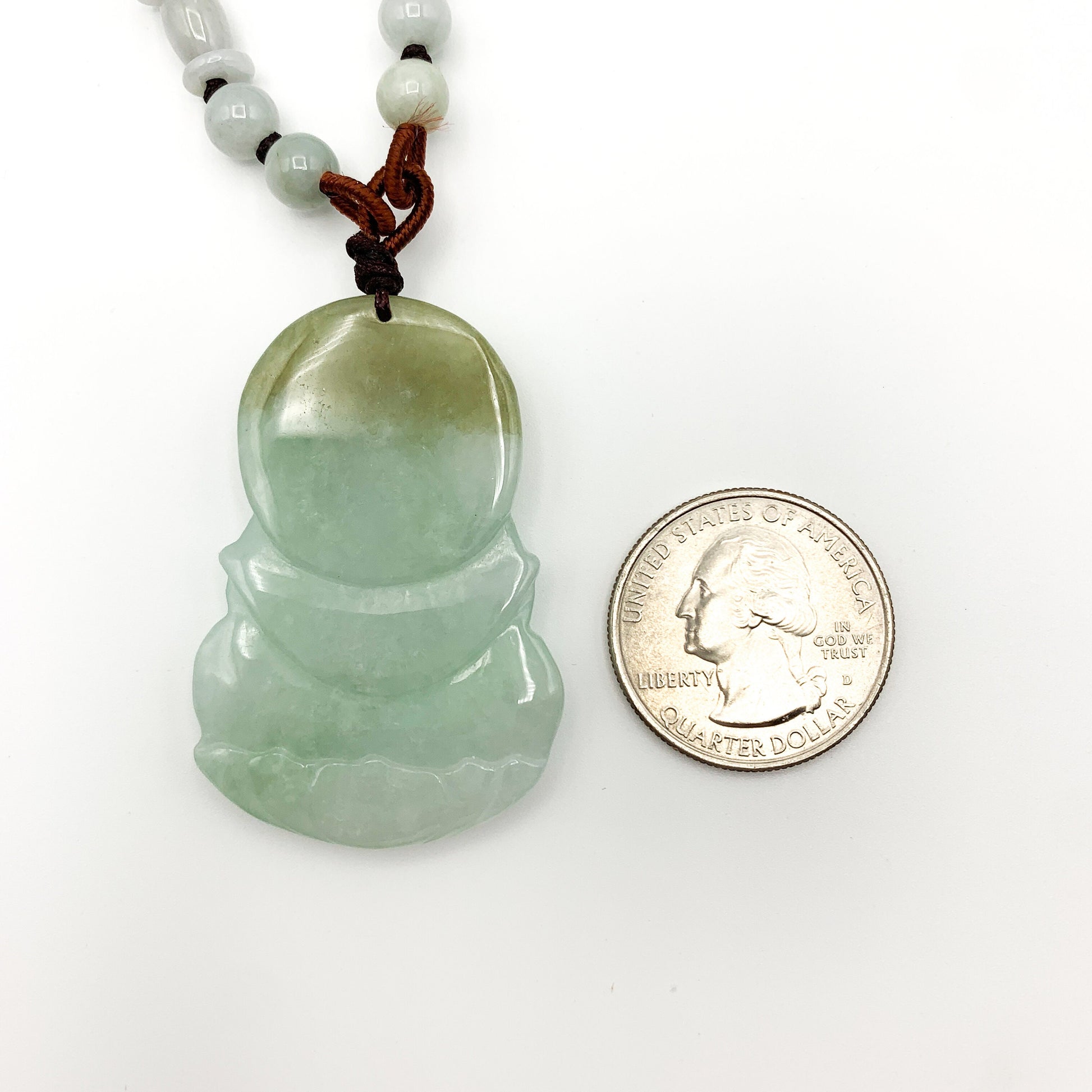 Jadeite Jade Guan Yin Avalokiteshvara Carved Pendant Necklace, Quan Am, YW-0110-1646513091 - AriaDesignCollection